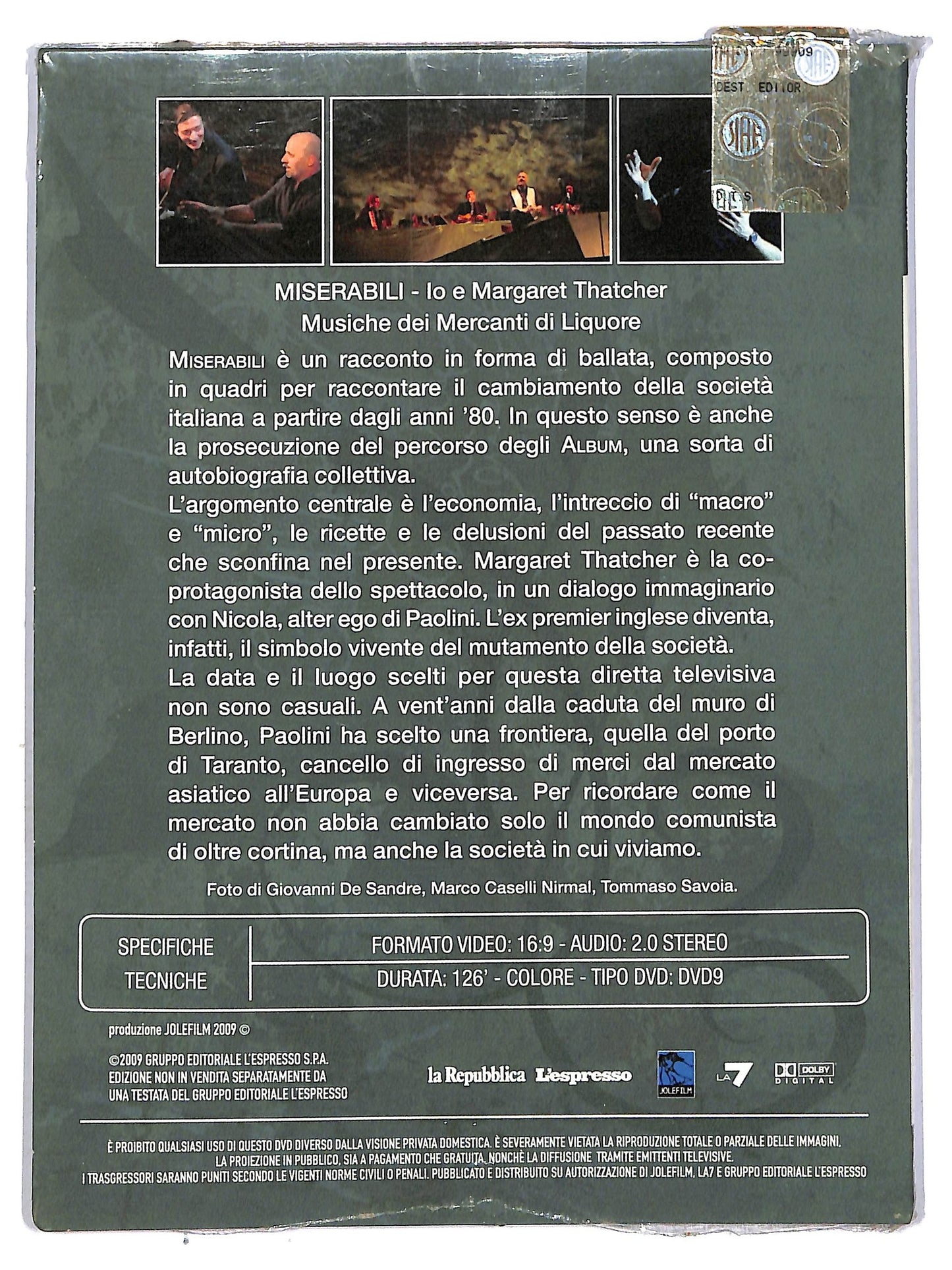 EBOND Miserabili Io e Margaret Thachter DVD Editoriale D752965
