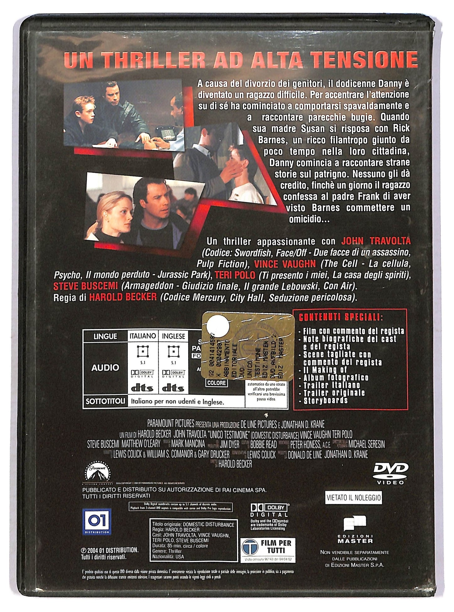 EBOND Unico testimone EDITORIALE DVD D753605