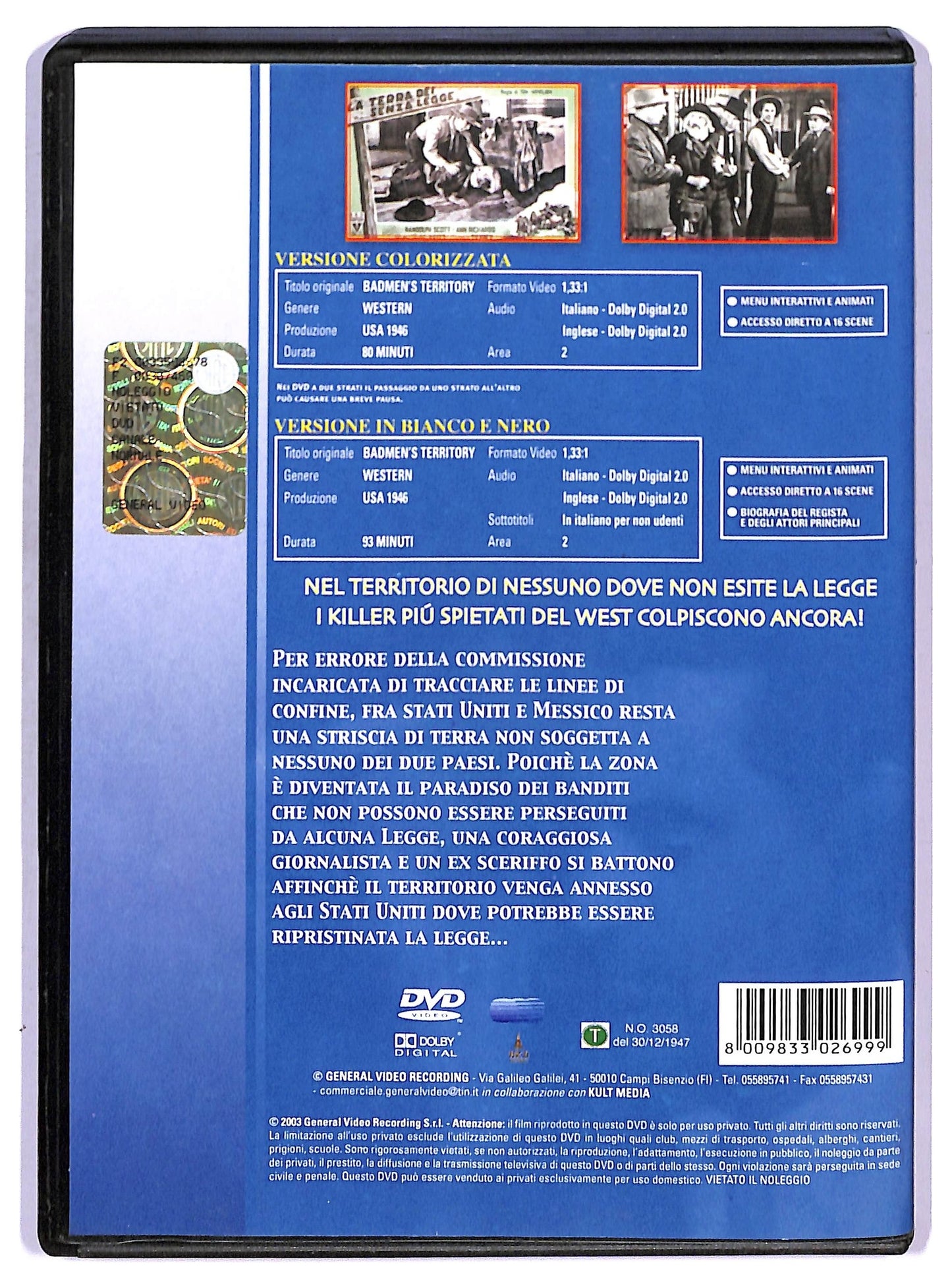 EBOND La terra dei senza legge EDIZIONE SPECIALE DVD D754537