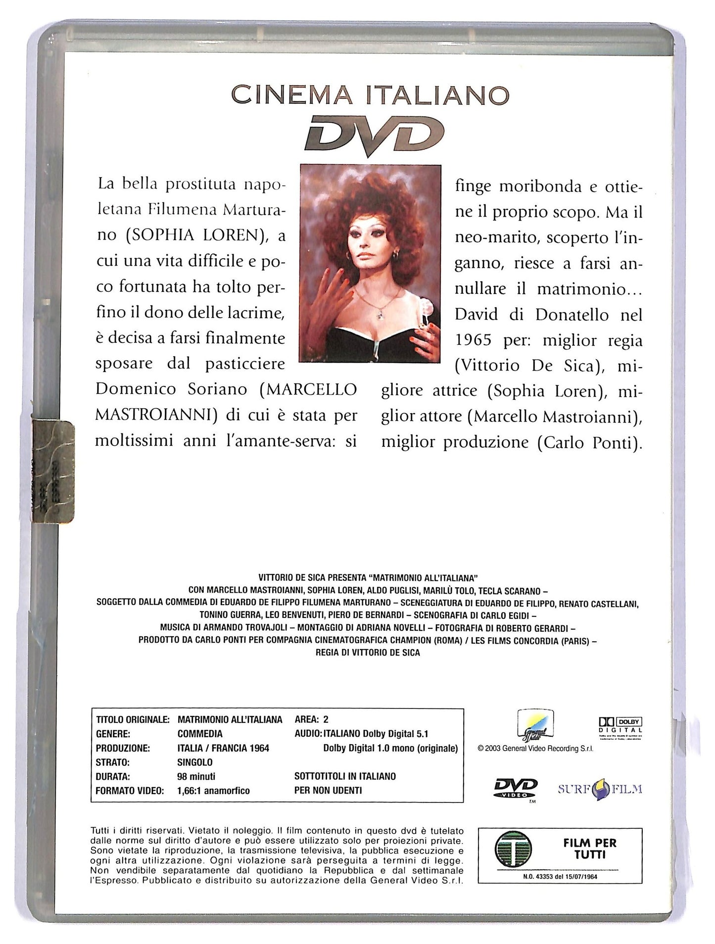 EBOND Matrimonio all'italiana EDITORIALE DVD D754653
