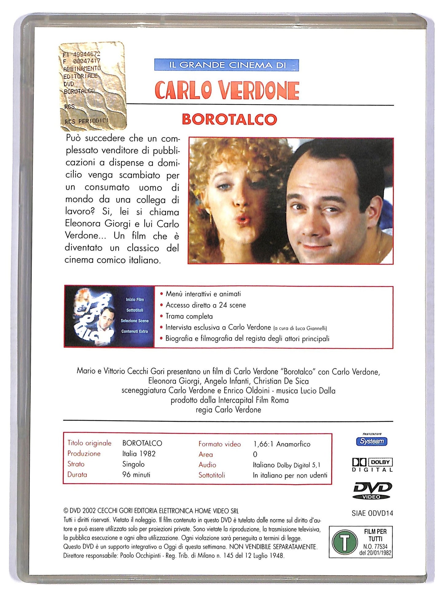 EBOND Il Grande cinema di Carlo Verdone - Borotalco EDITORIALE DVD D754706
