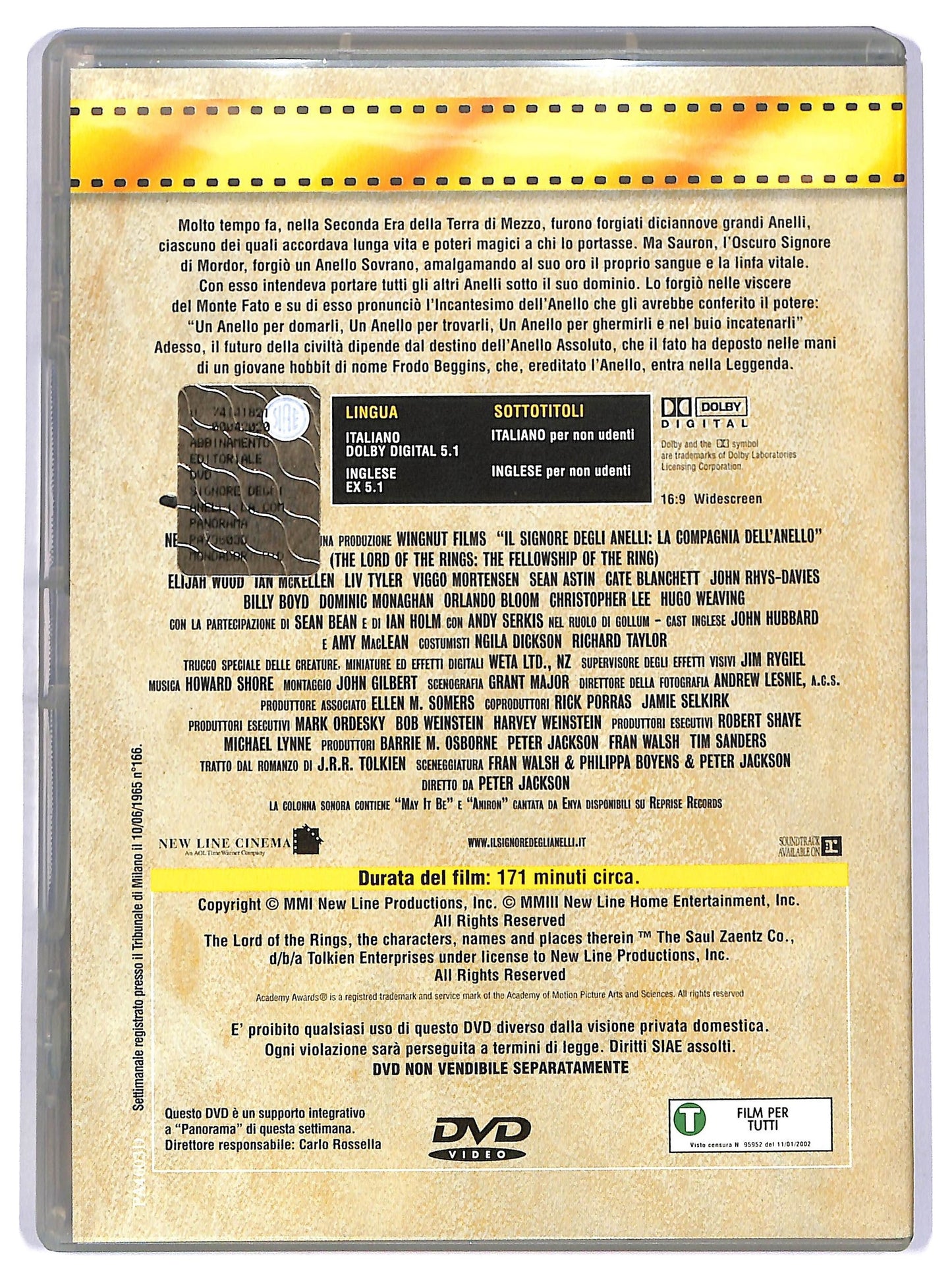 EBOND Il signore degli anelli la compagnia dell'anello EDITORIALE DVD D754860