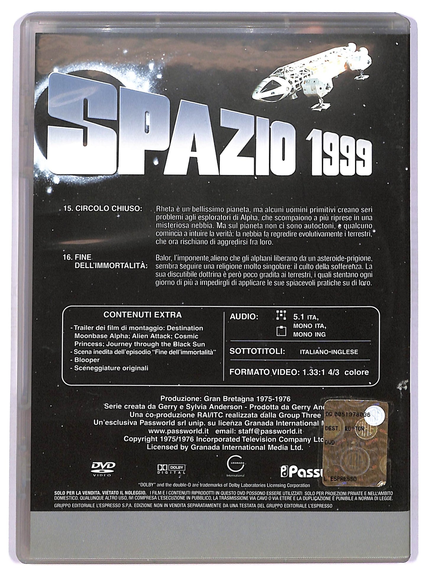 EBOND Spazio 1999 Volume 8 Episodi 15 - 16 EDITORIALE DVD D754921