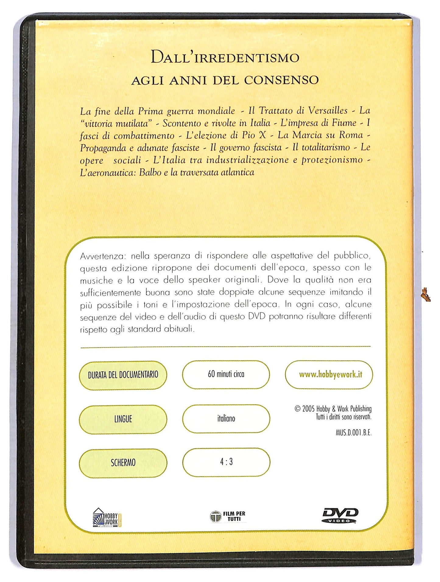 EBOND Dall'irredentismo agli anni del consenso EDITORIALE DVD D757610