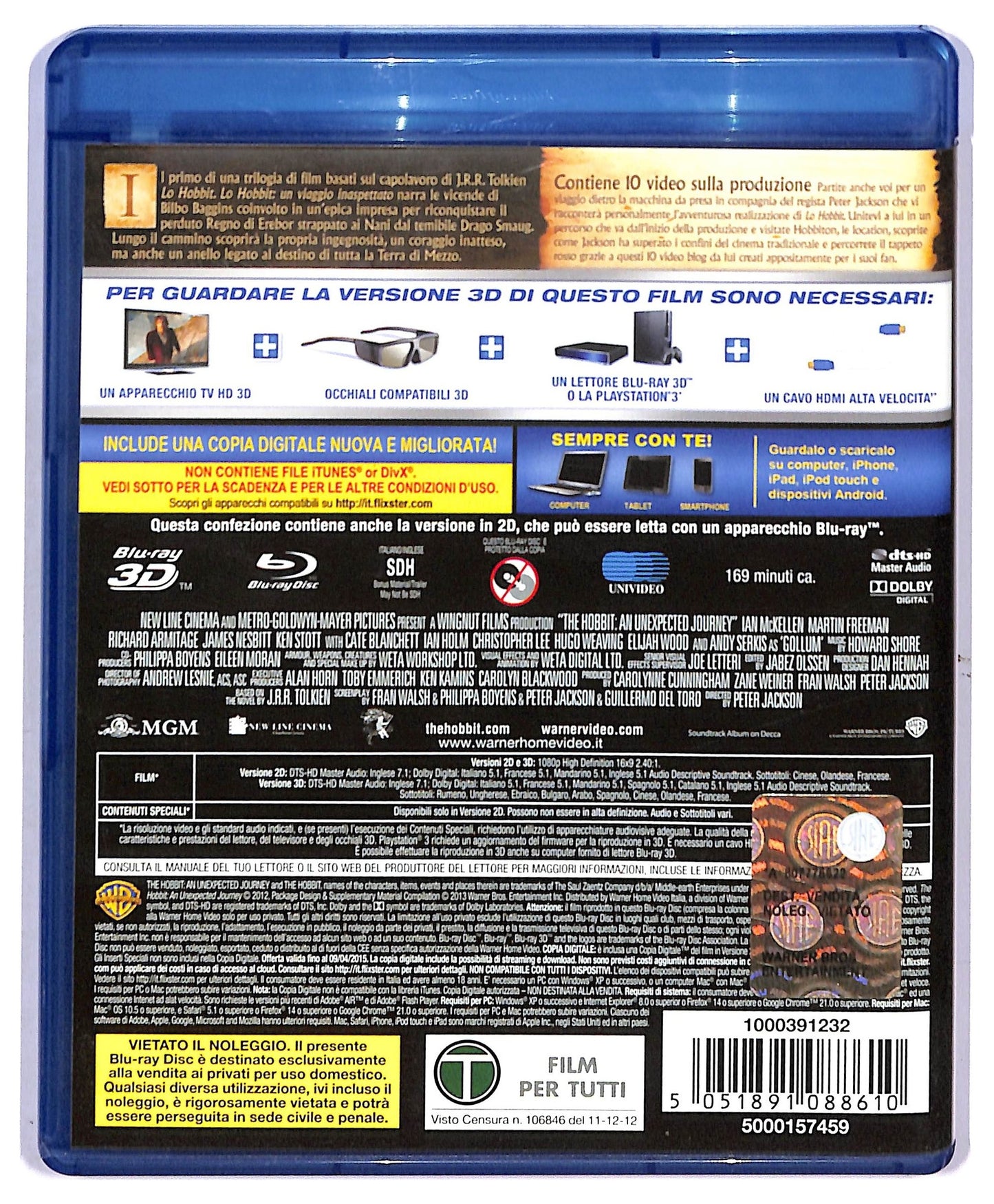 EBOND Lo Hobbit - 2 BLURAY 3D + digatl copy + 2 BLURAY D758148