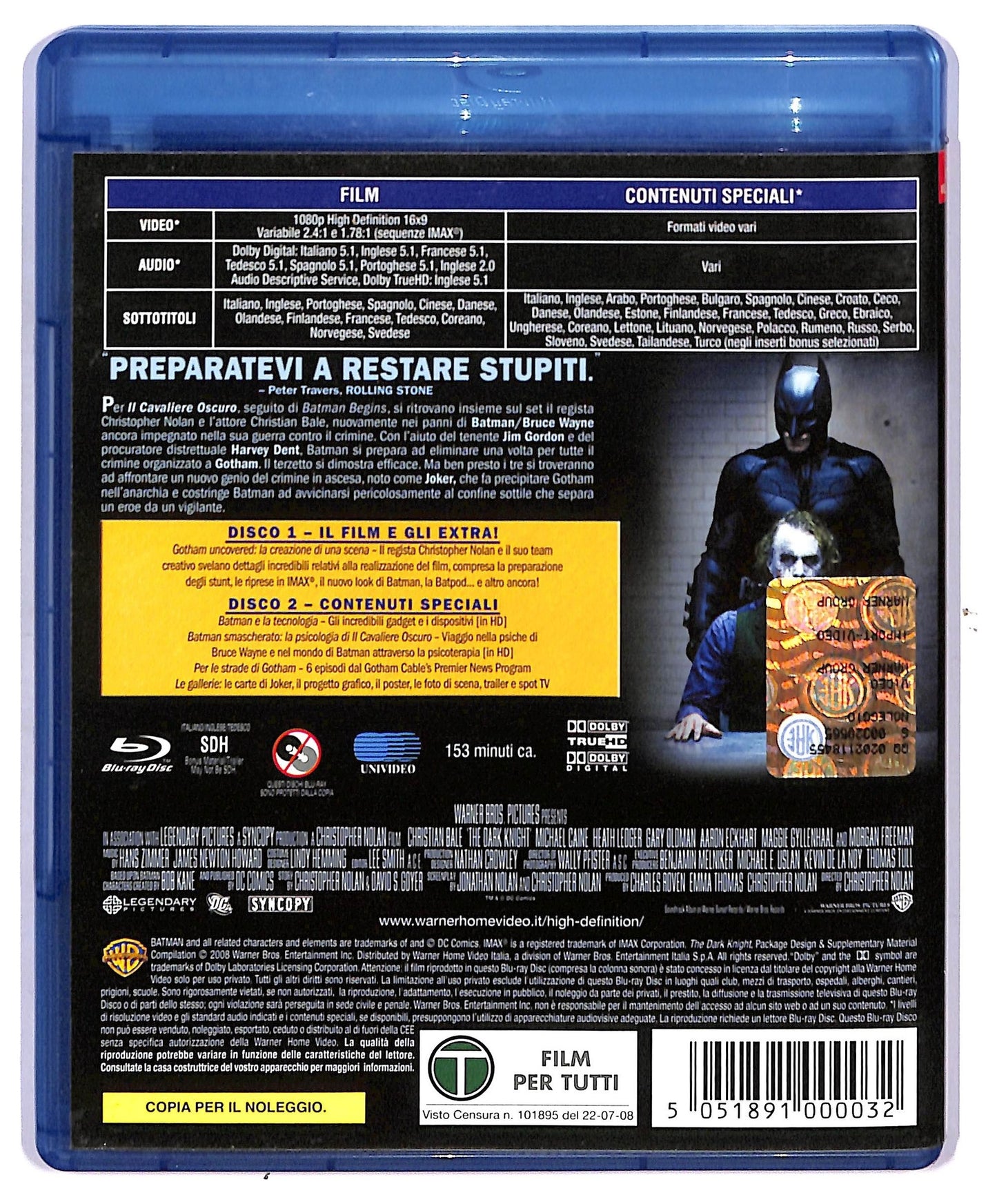 EBOND Il cavaliere oscuro(Edizione due dischi) Ex Noleggio BLURAY D758167