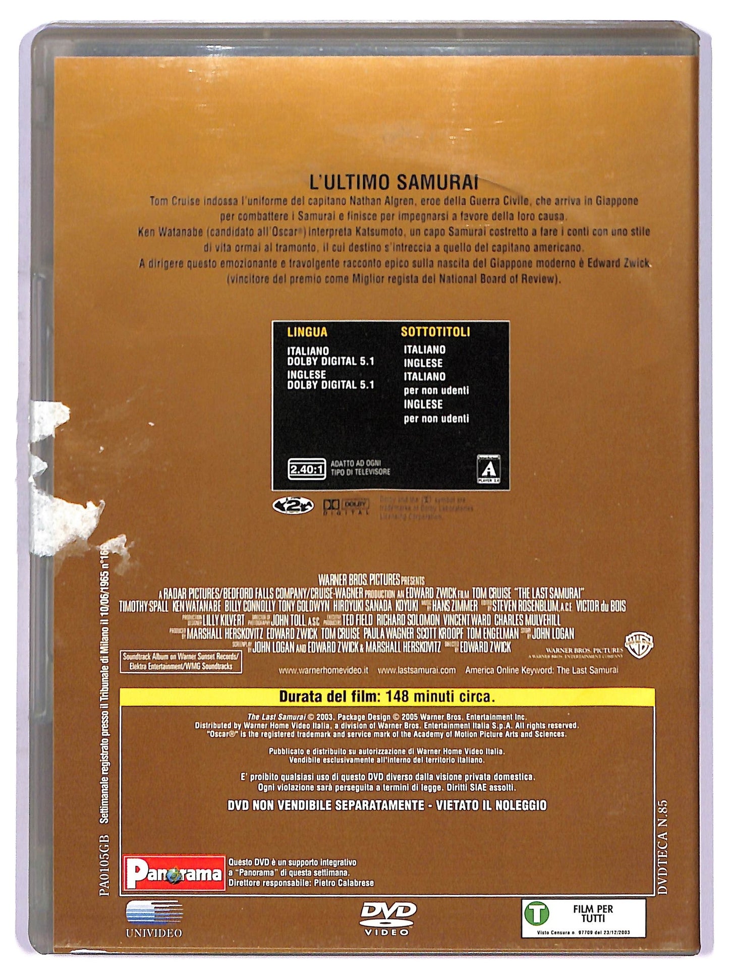 EBOND L'ultimo samurai EDITORIALE DVD D759902