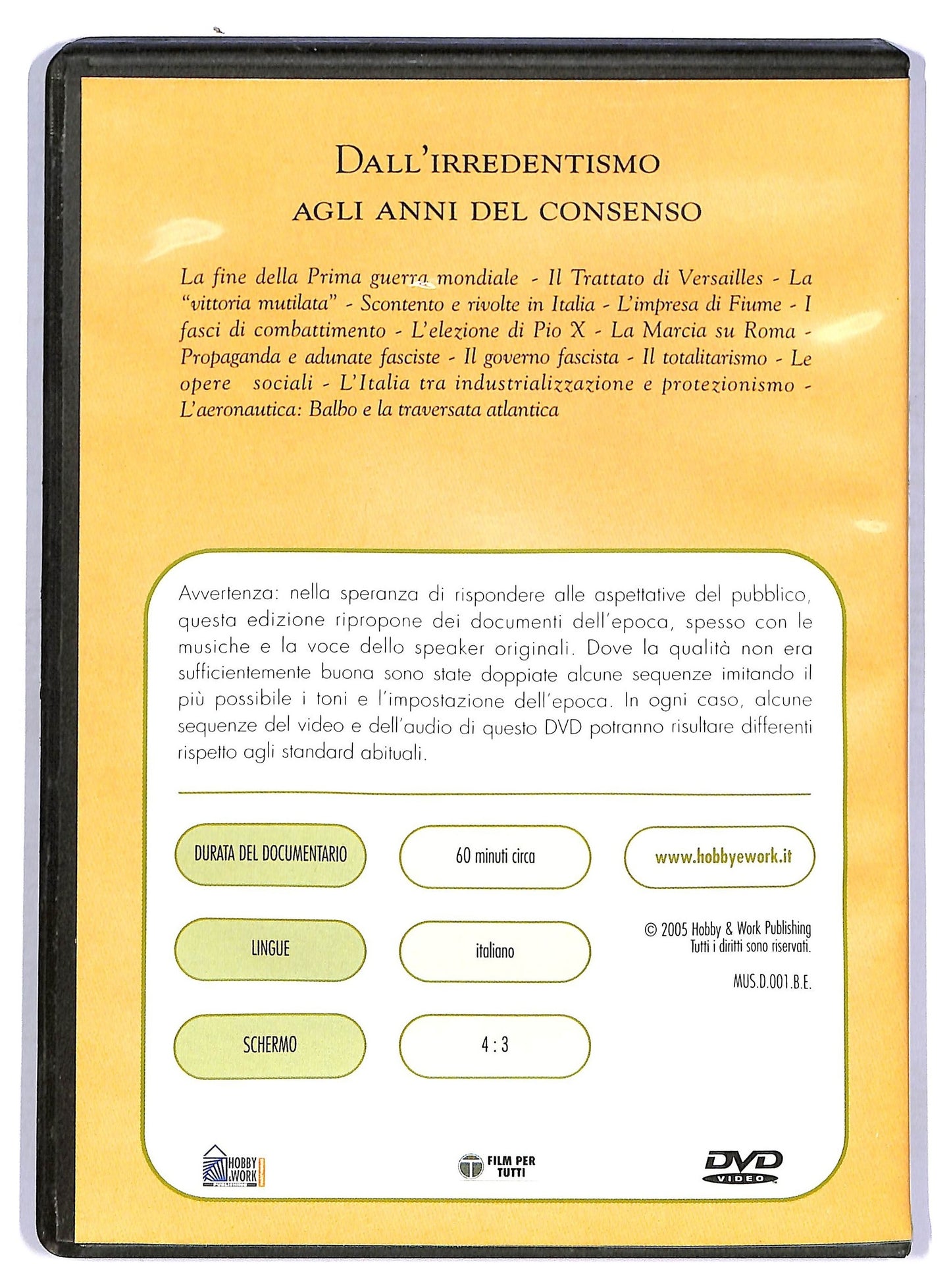 EBOND Dall'irredentismo Agli Anni Del Consenso DVD Editoriale D760820