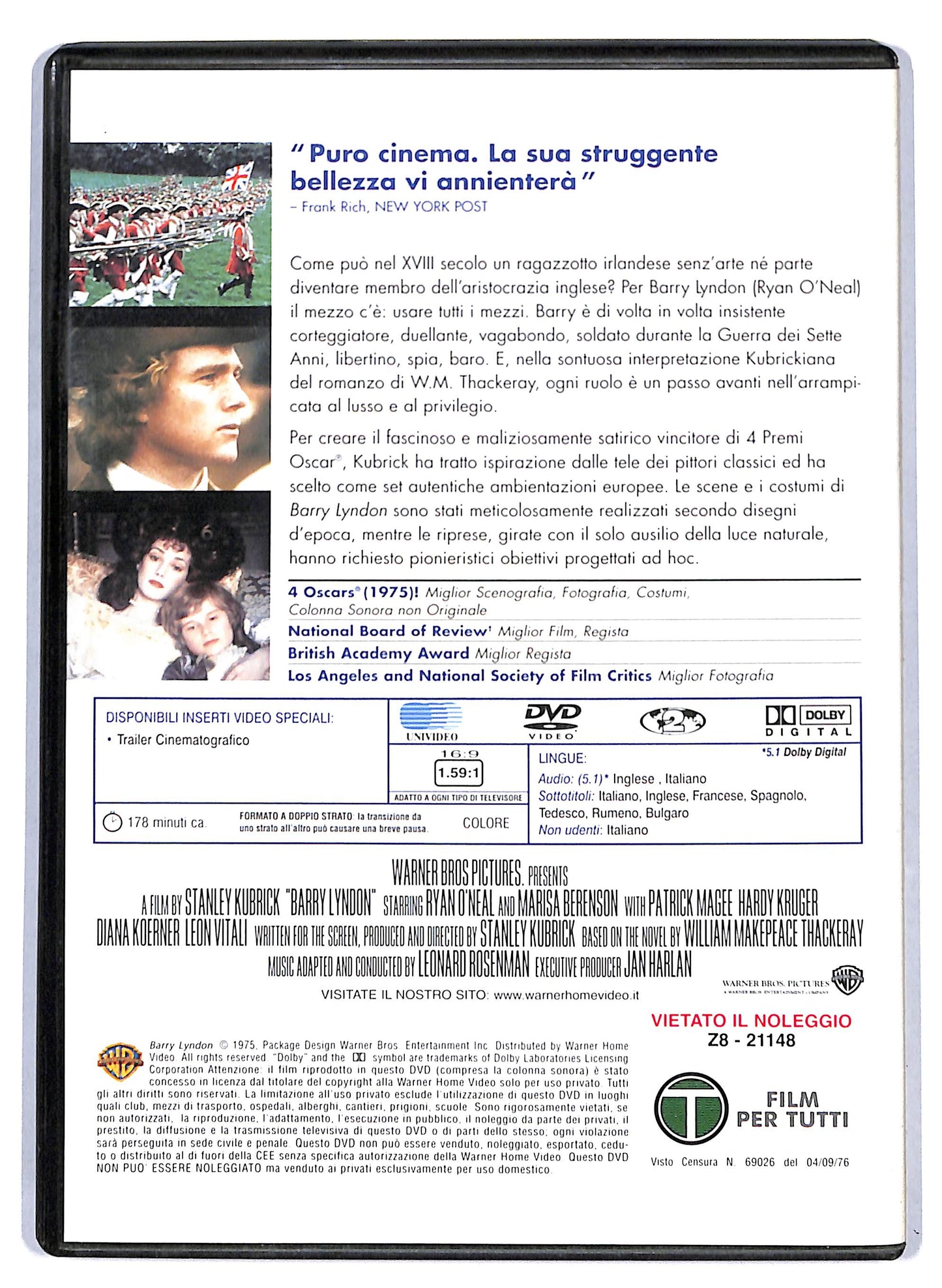 EBOND Barry Lyndon EDITORIALE DVD D761614
