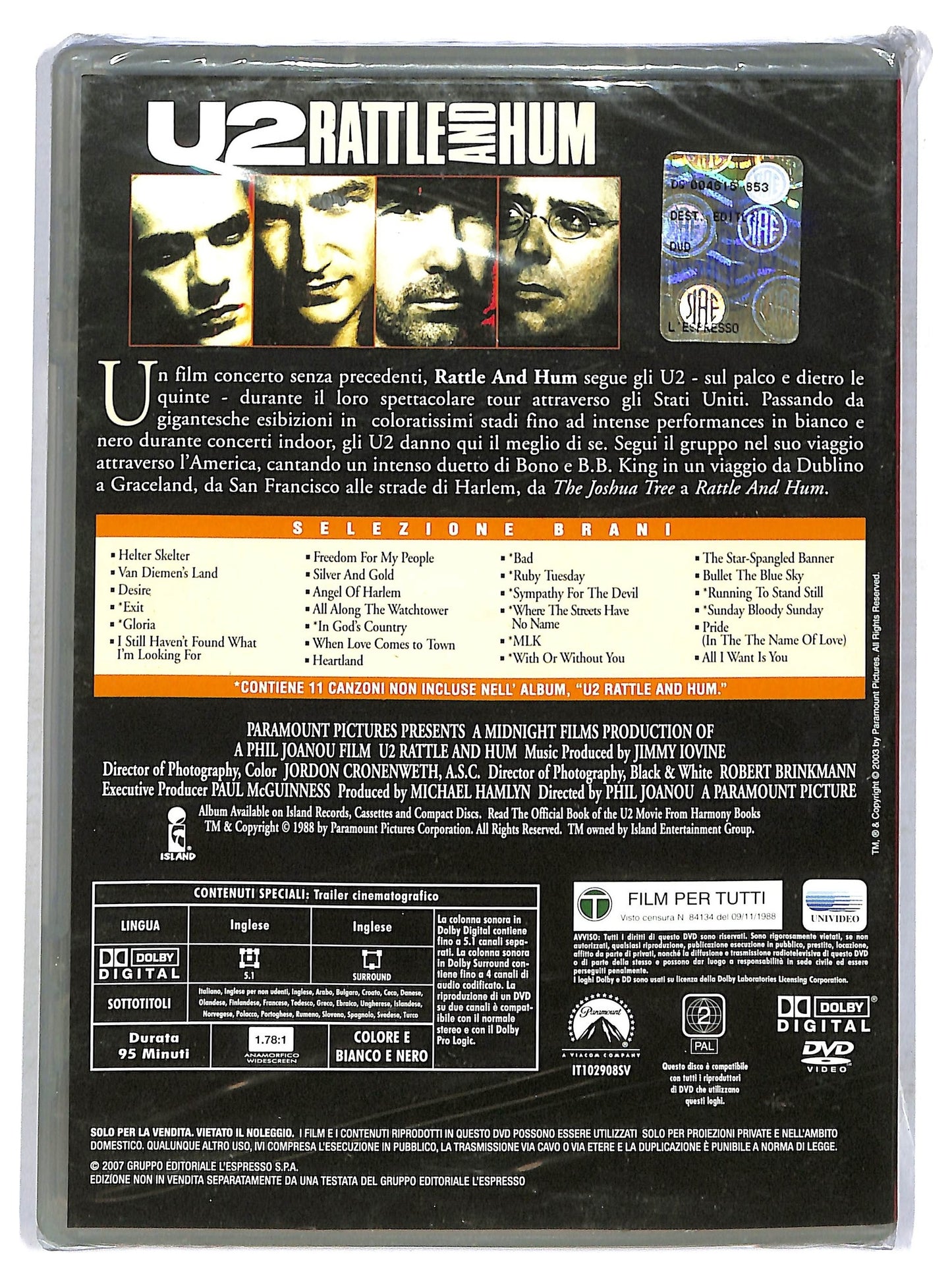 EBOND U2 – Rattle And Hum EDITORIALE DVD D762210