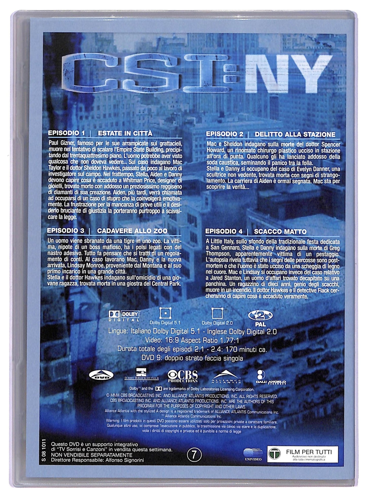 EBOND CSI: NY Seconda Stagione Epis. 1 - 4 EDITORIALE DVD D765280
