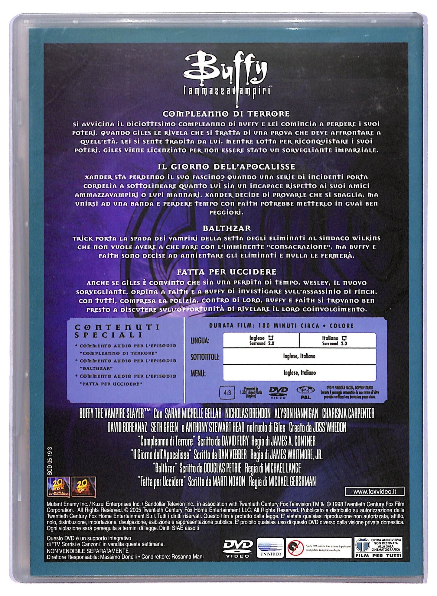 EBOND BUffy L'Ammazza Vampiri Stagione 3 Disco 4 EDITORIALE DVD D765320