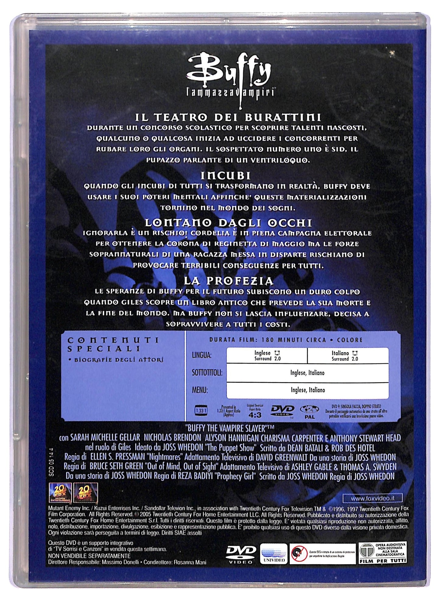EBOND Buffy L'Ammazza Vampiri Stagione 1 Disco 3 EDITORIALE DVD D765349