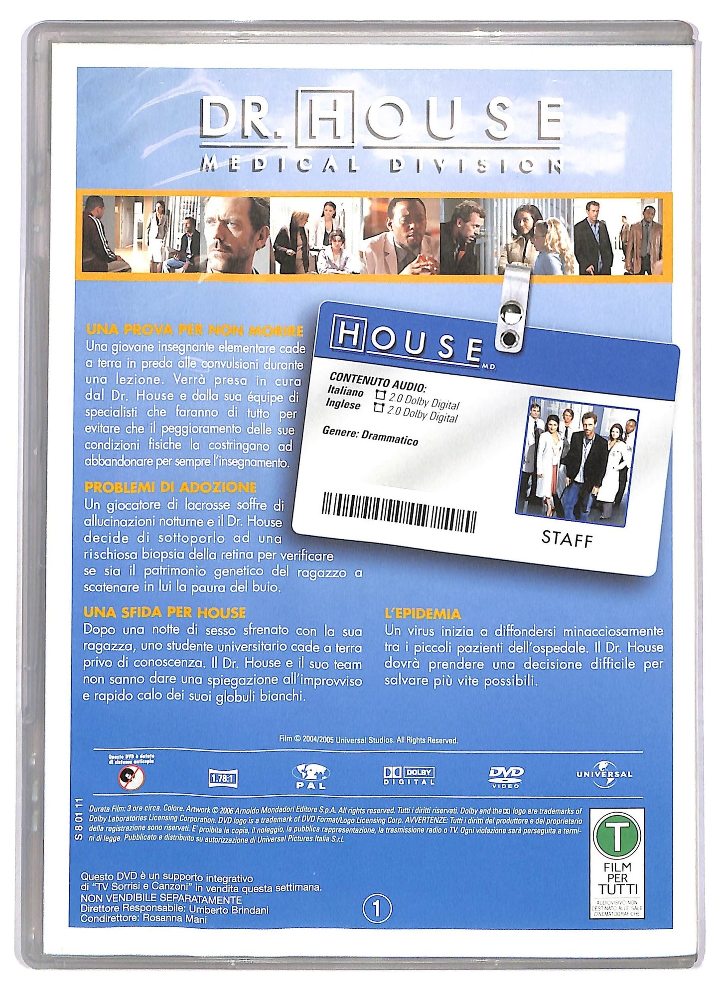 EBOND DR. House Medical Division Stagione 1 Disco 1 Epis. 1-4 EDITORIALE DVD D765410