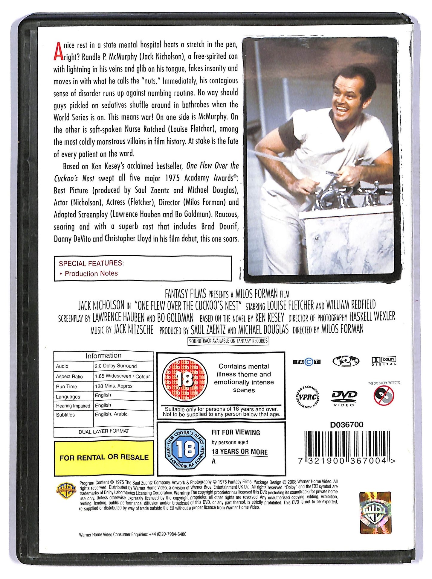 EBOND One Flew Over The Cuckoo'S Nest (UK Version) DVD D765656
