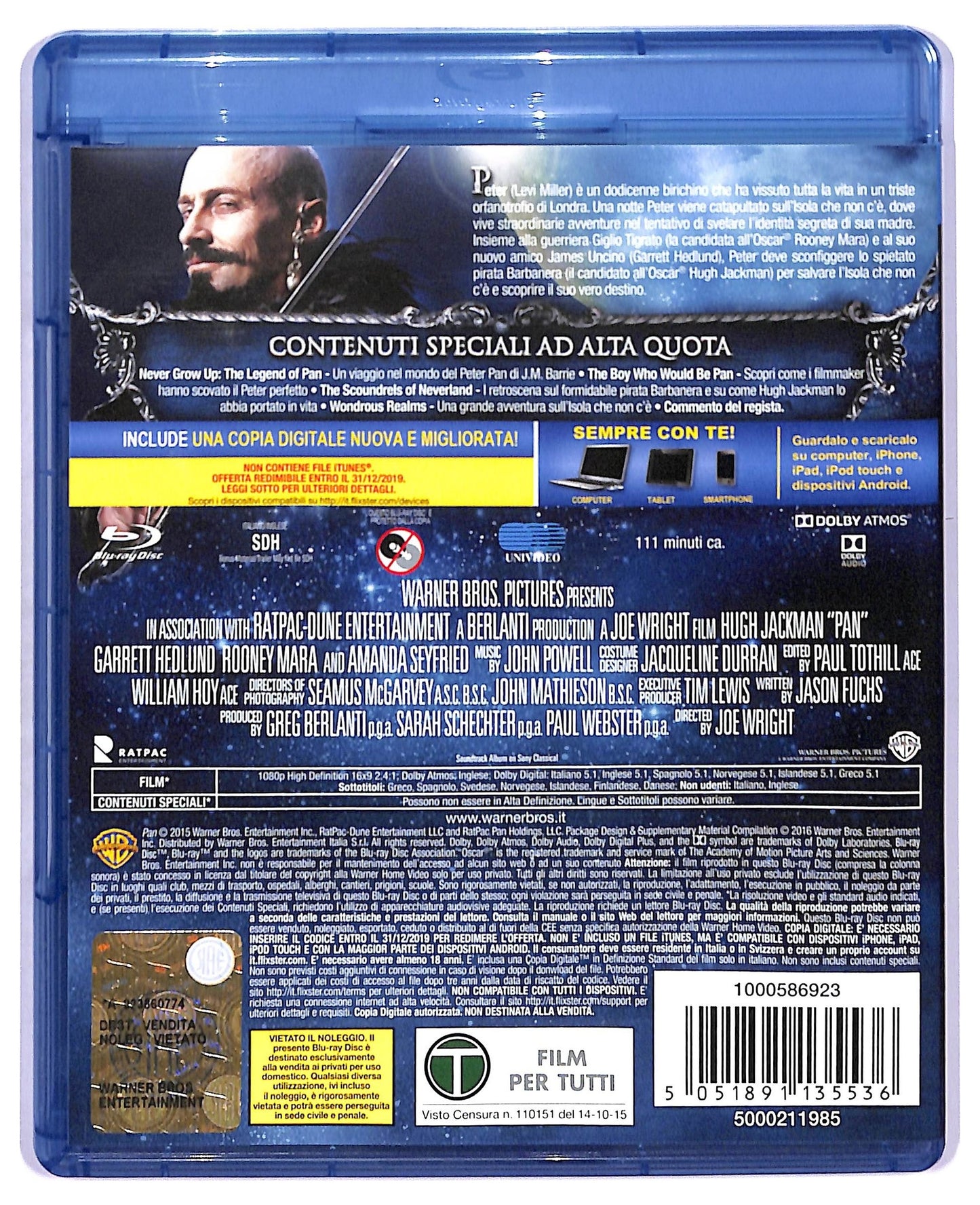 EBOND Pan - Viaggio Sull'isola Che Non C'e BLURAY + Copia Digitale BLURAY D766535