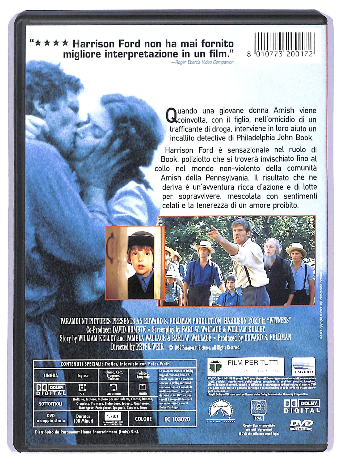 EBOND Witness - Il Testimone Con Harrison Ford DVD D766703