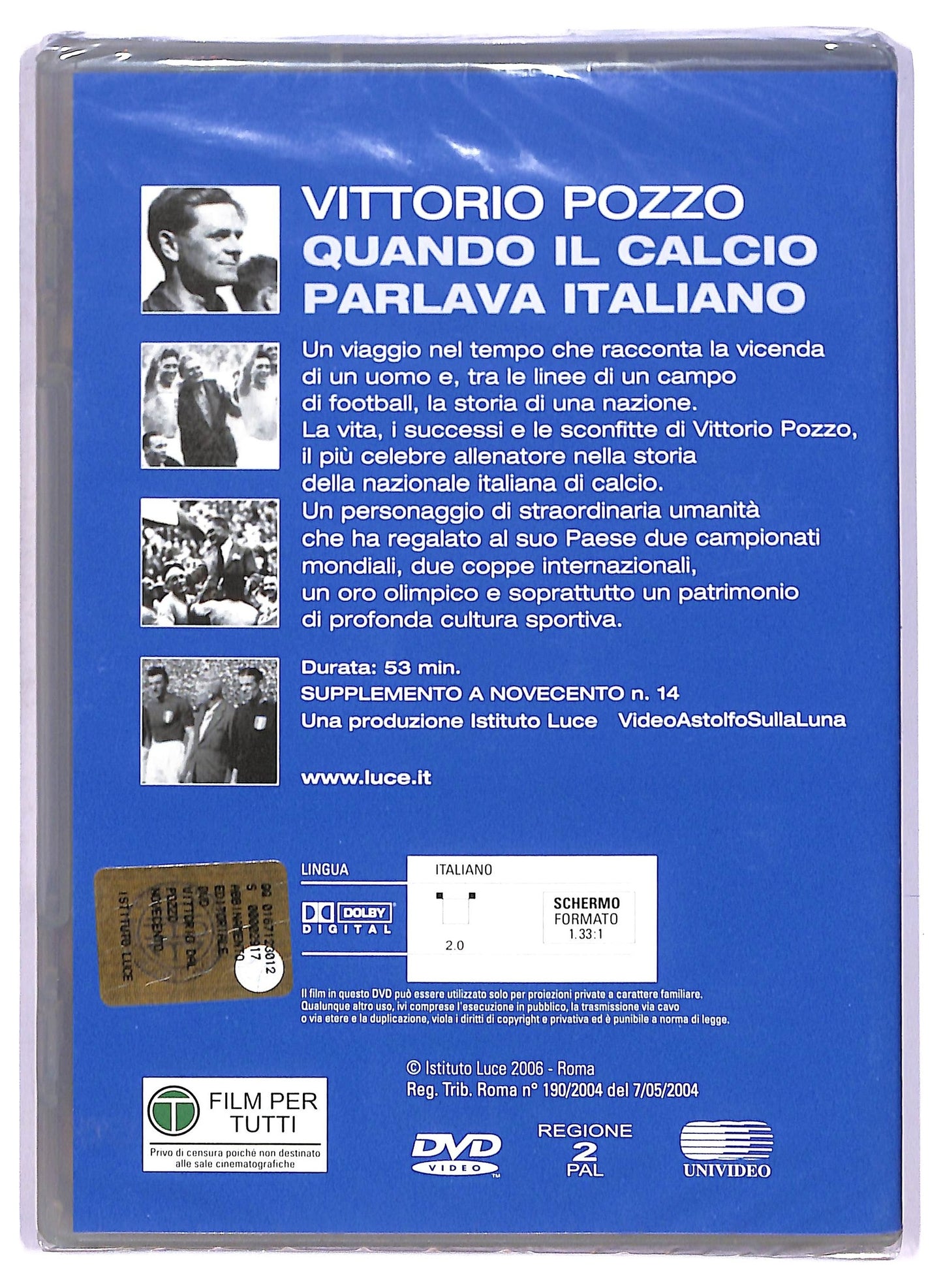 EBOND Quando IL Calcio Parlava Italiano Vittorio Pozzo EDITORIALE DVD D767062