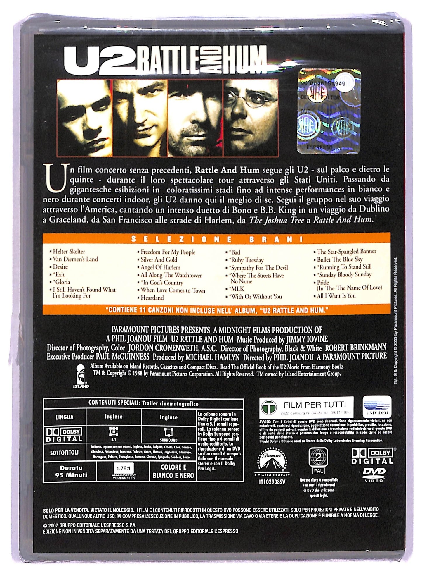 EBOND U2 – Rattle And Hum EDITORIALE DVD D768140