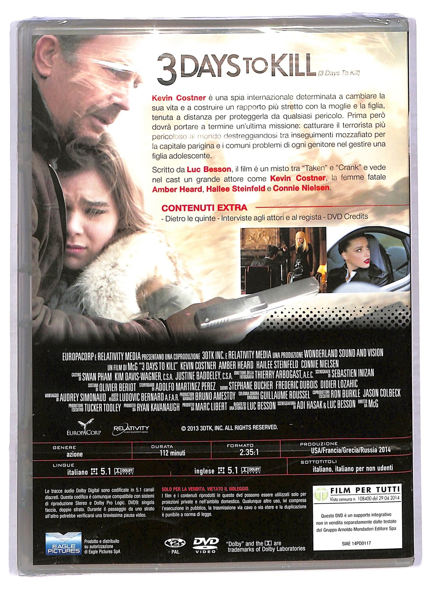 EBOND 3 Days to Kill EDITORIALE DVD D768917