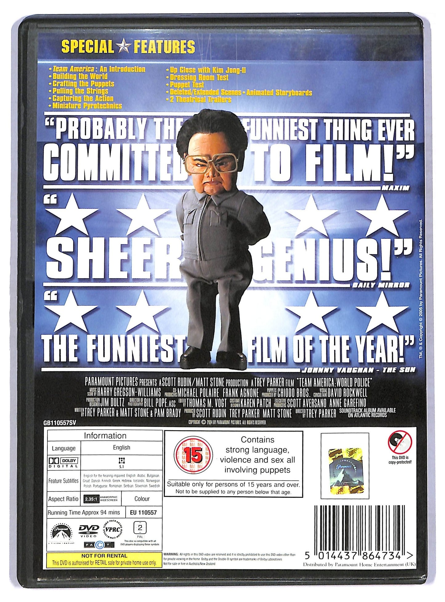 EBOND Team America World Police UK Edition DVD D770838
