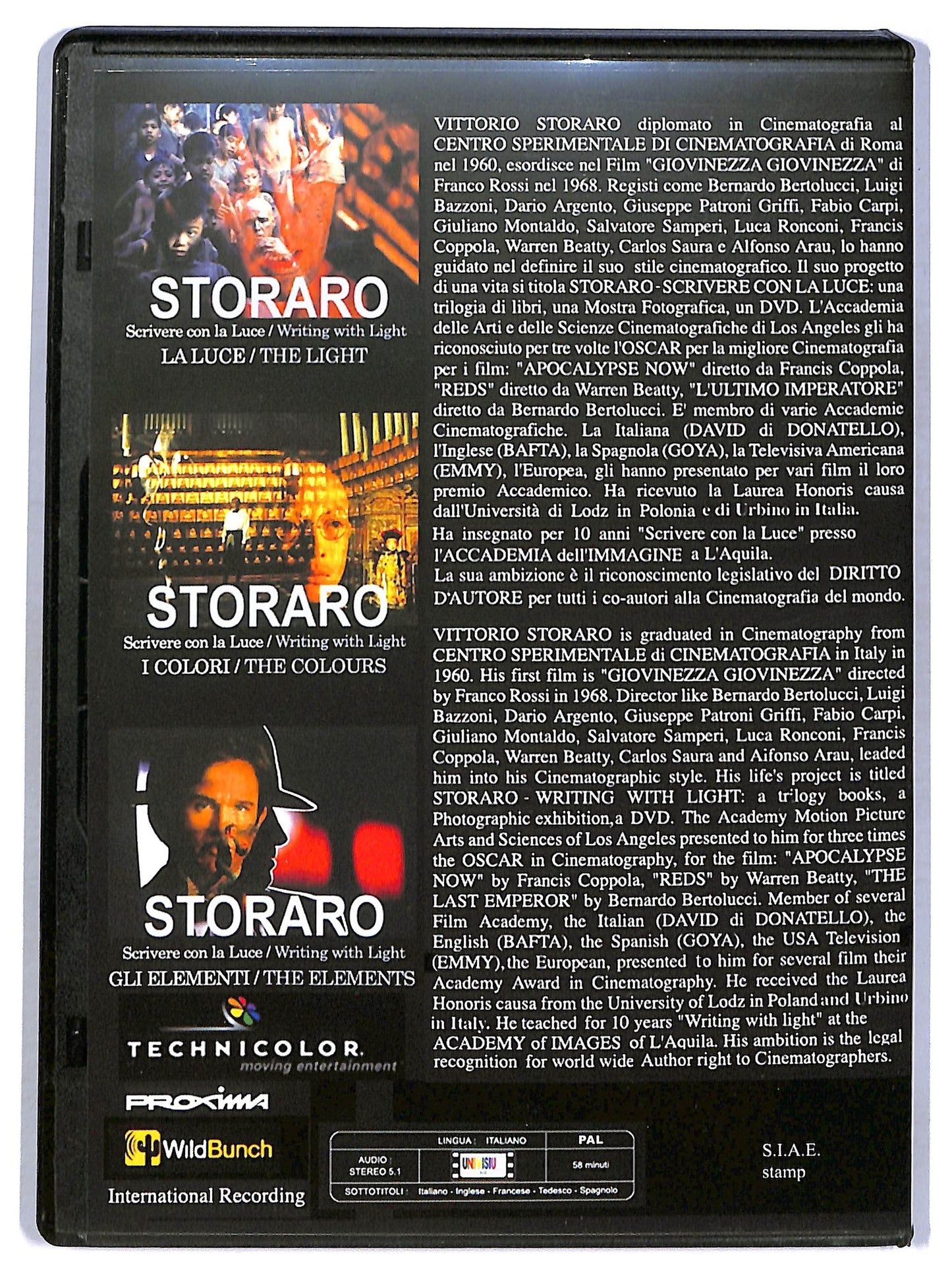 EBOND Storaro - Scrivere con la luce DVD D772225