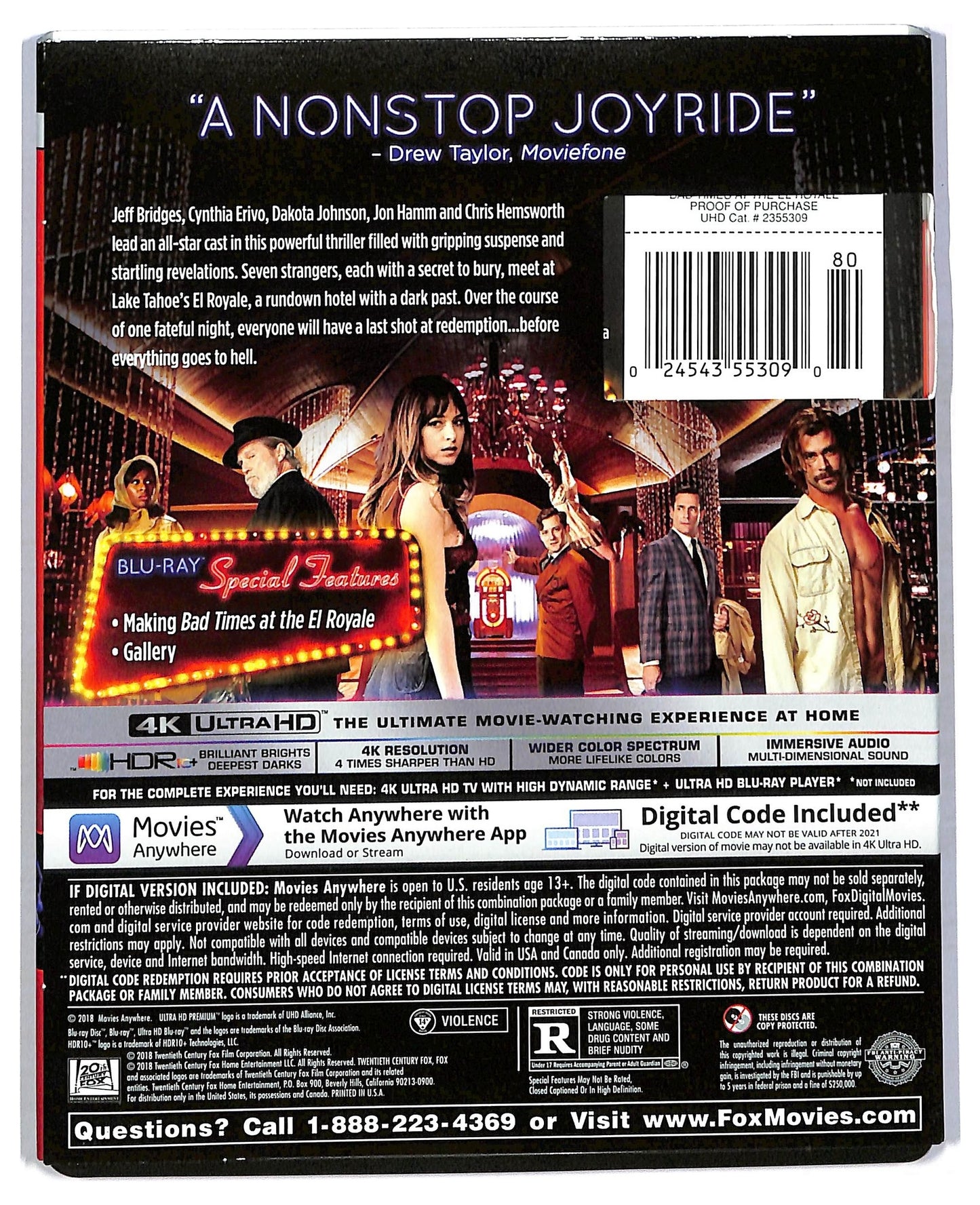 EBOND Bad Times at the El Royale (UK Version) 4K Ultra HD + Digital + BLURAY BLURAY D773533