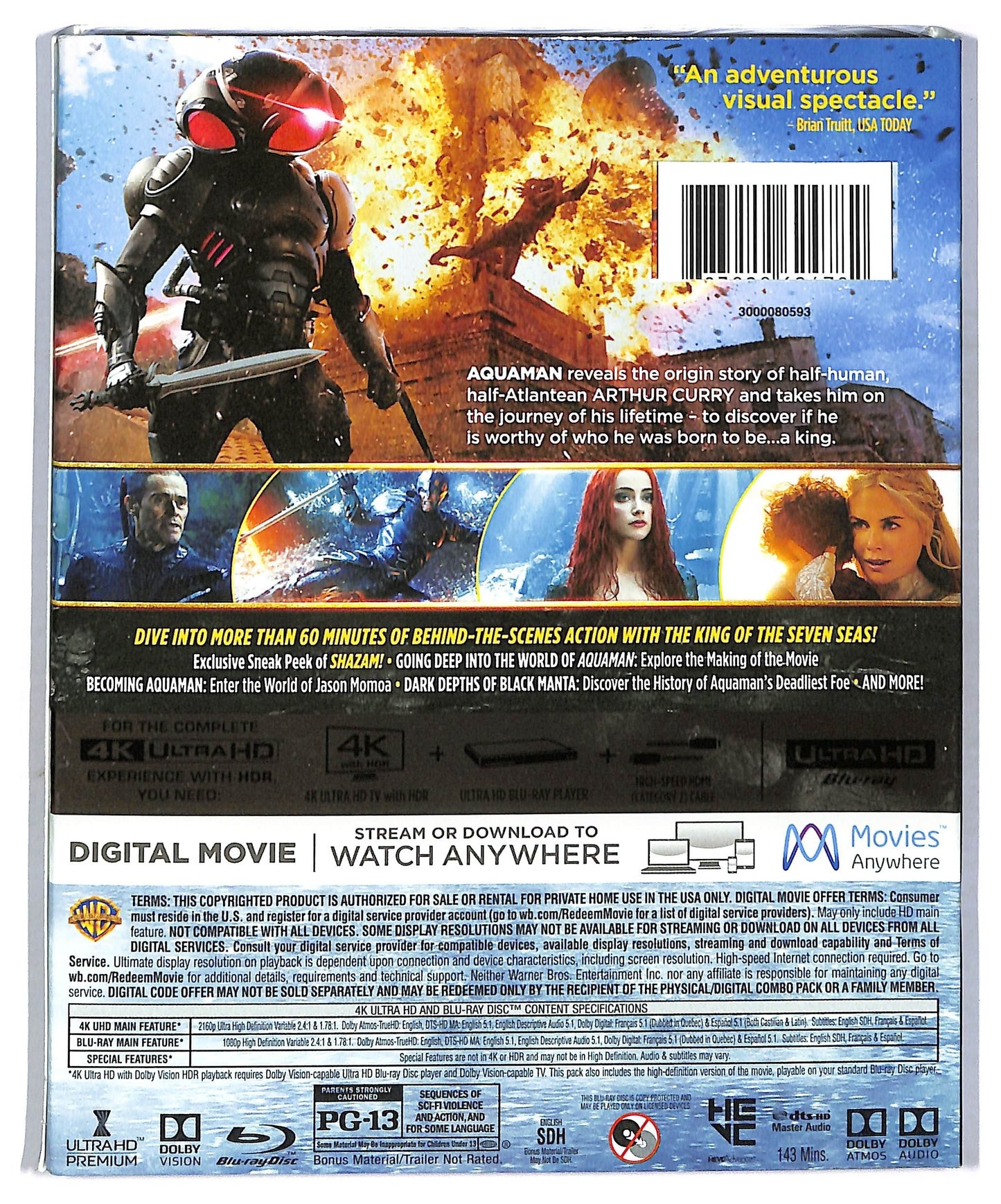 EBOND Aquaman 4K Ultra HD + BLURAY+ Digital Slipcase BLURAY BLURAY D773542
