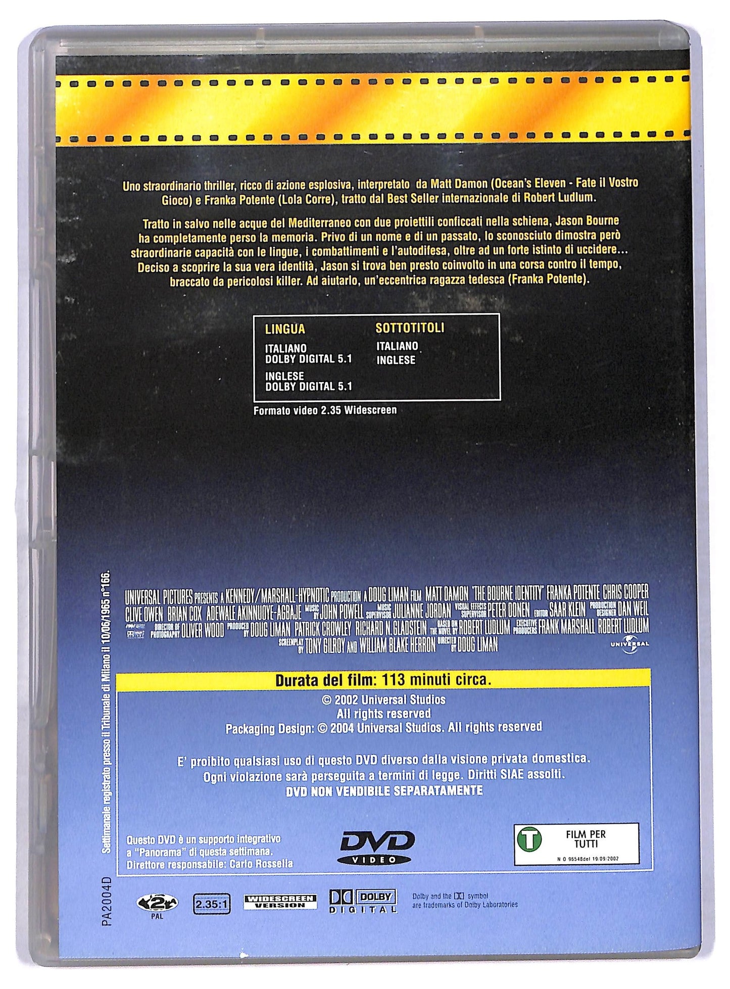 EBOND the bourne identity - EDITORIALE DVD D774153