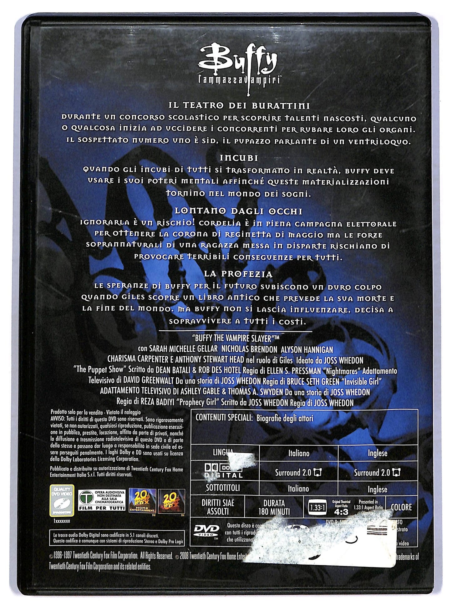 EBOND BUffy L'Ammazza Vampiri Stagione 1 Episodi 9-12 EDITORIALE DVD D774347