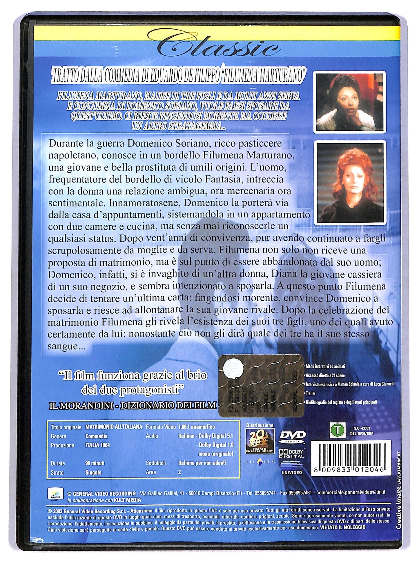 EBOND Matrimonio all'italiana DVD D774959