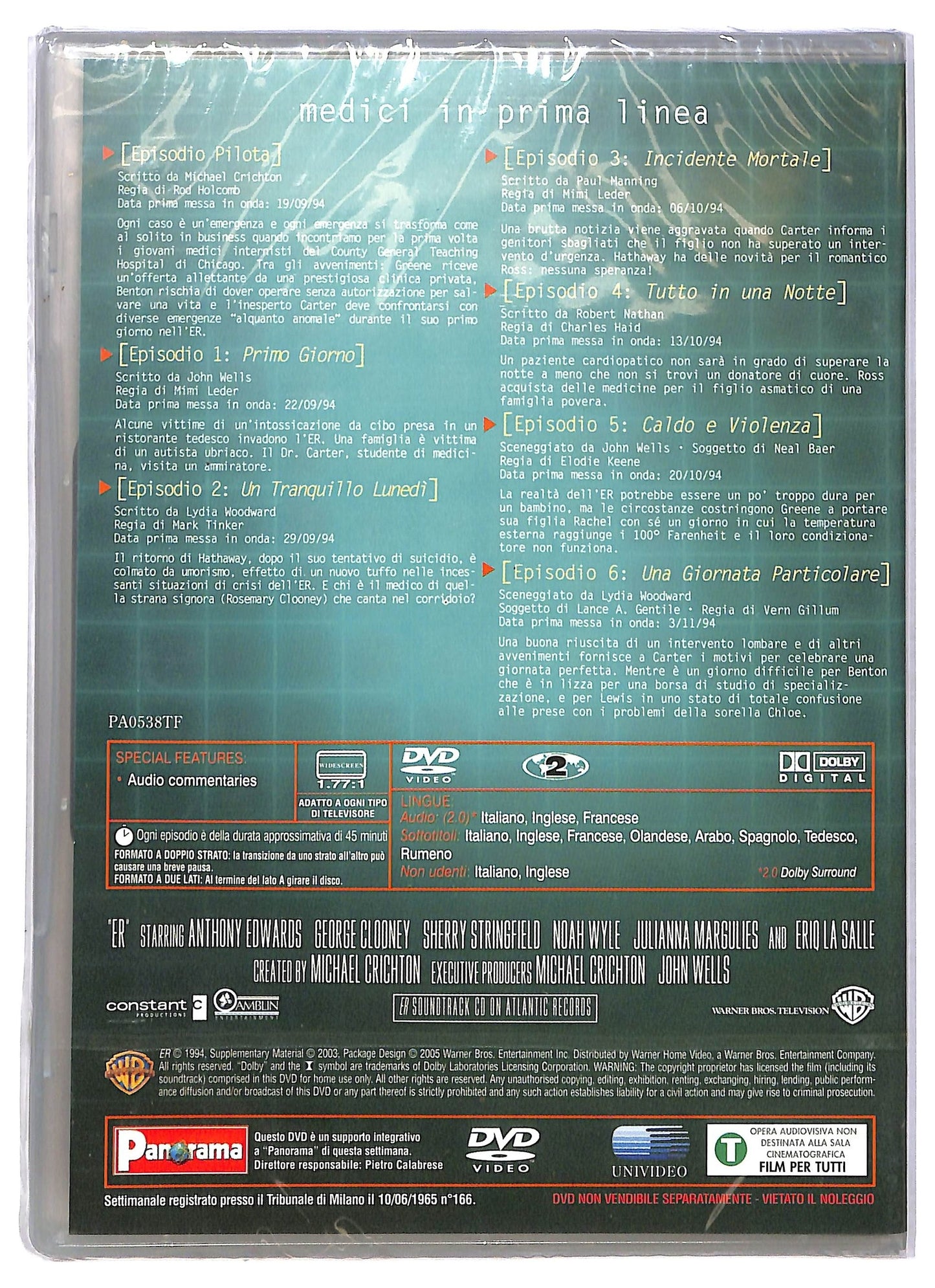 EBOND ER Medici In Prima Linea Anno1 Episodi 1-6 EDITORIALE DVD D775725