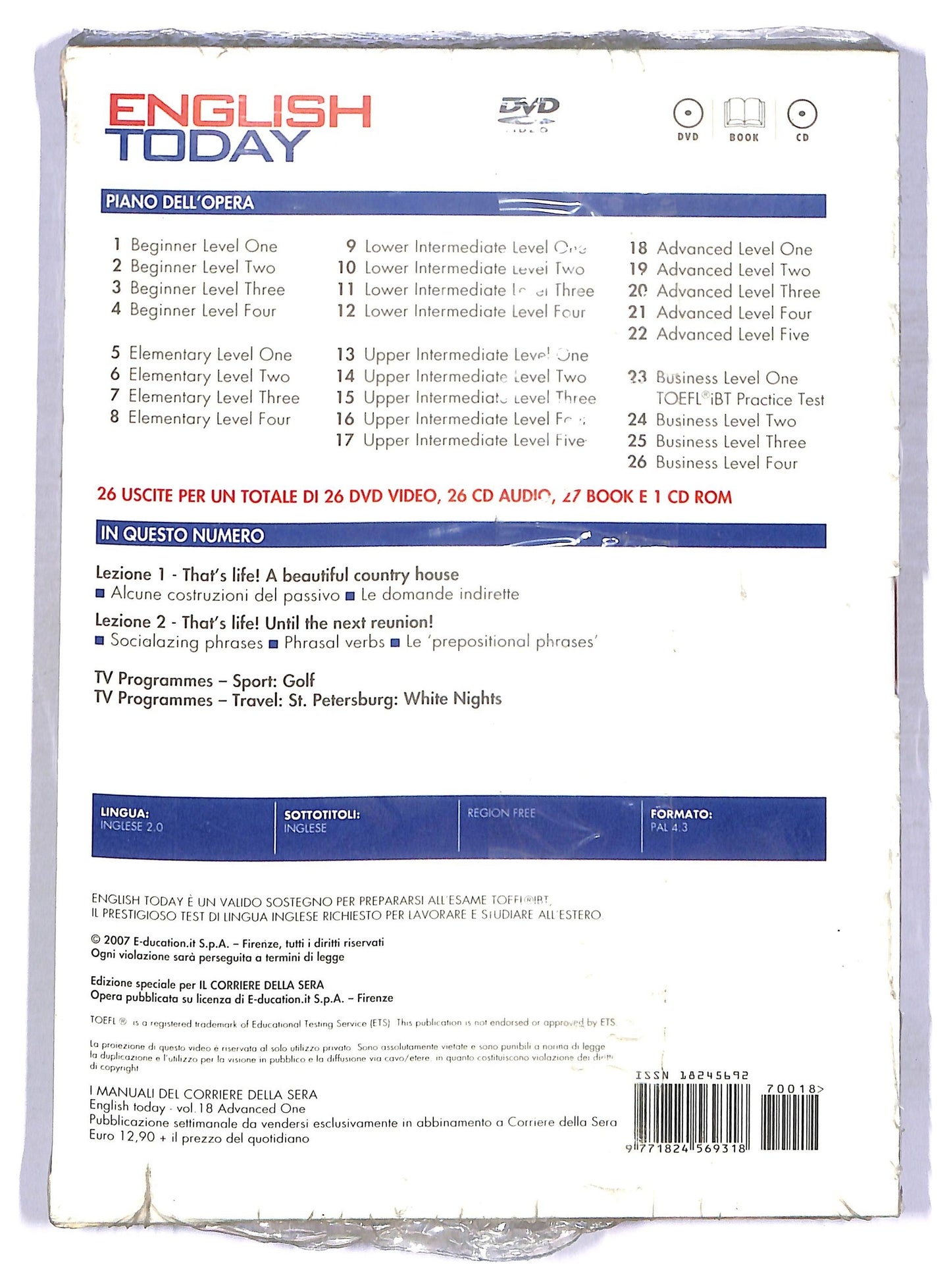 EBOND English Today - Advanced One Slipcase EDITORIALE DVD D776219
