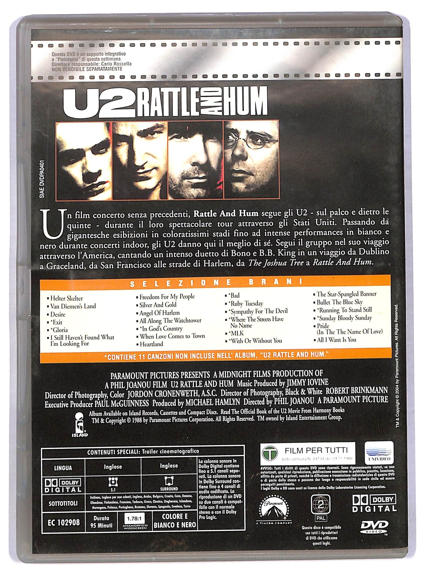 EBOND U2 Rattle And Hum EDITORIALE DVD D776305