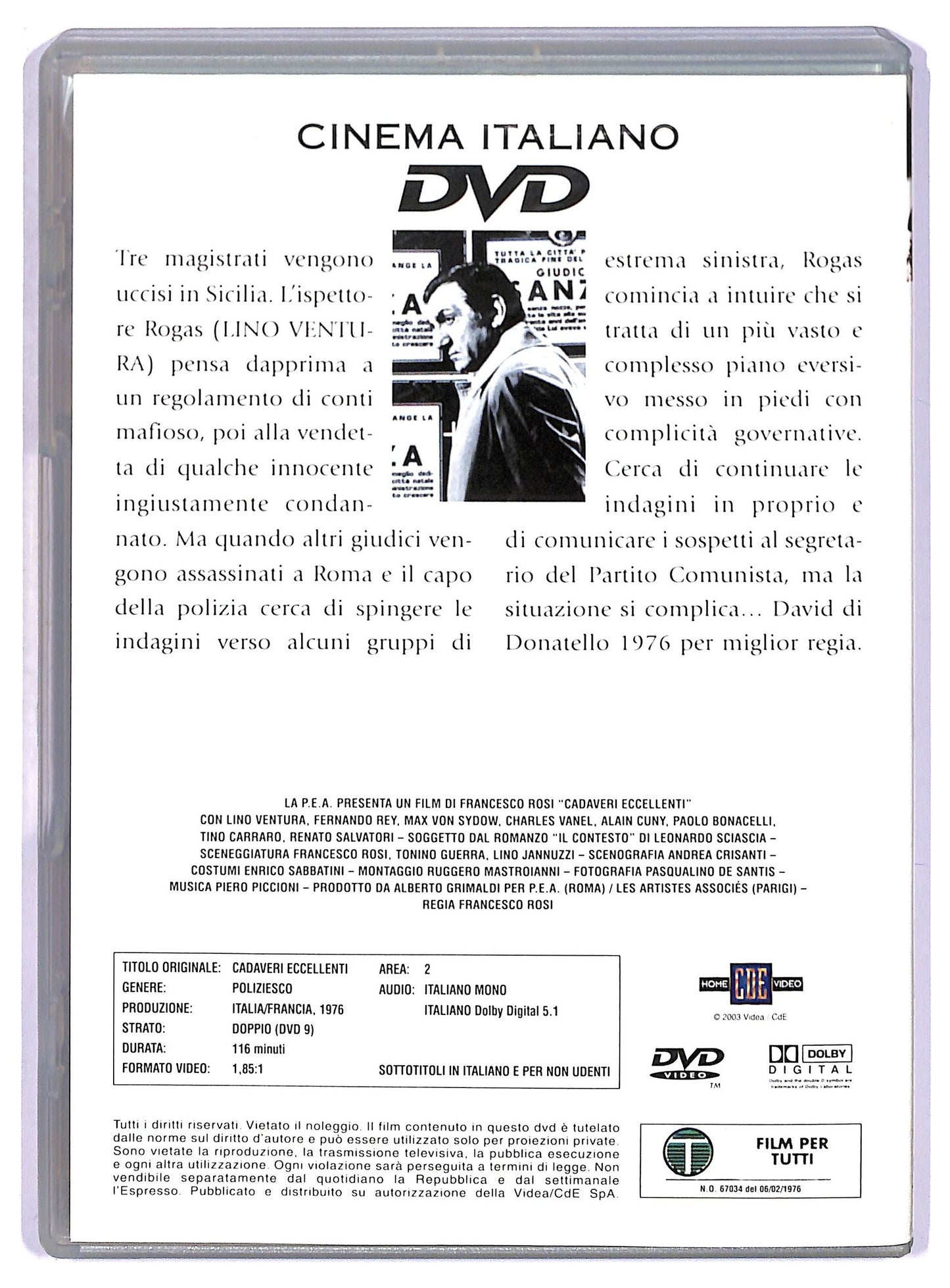 EBOND Cadaveri eccellenti EDITORIALE DVD D777133