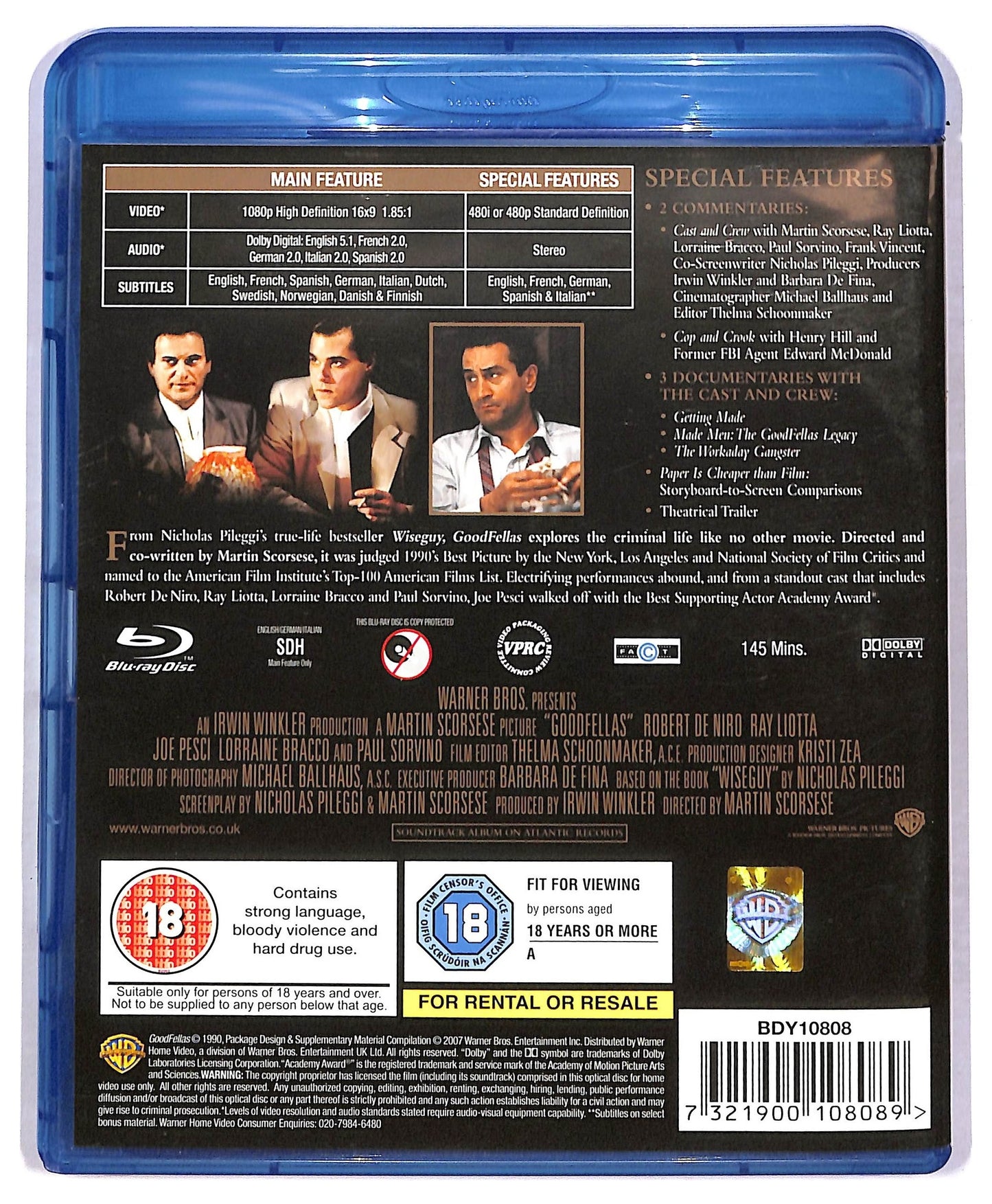 EBOND Goodfellas Edizione regno Unito BLURAY BLURAY BLURAY D777459
