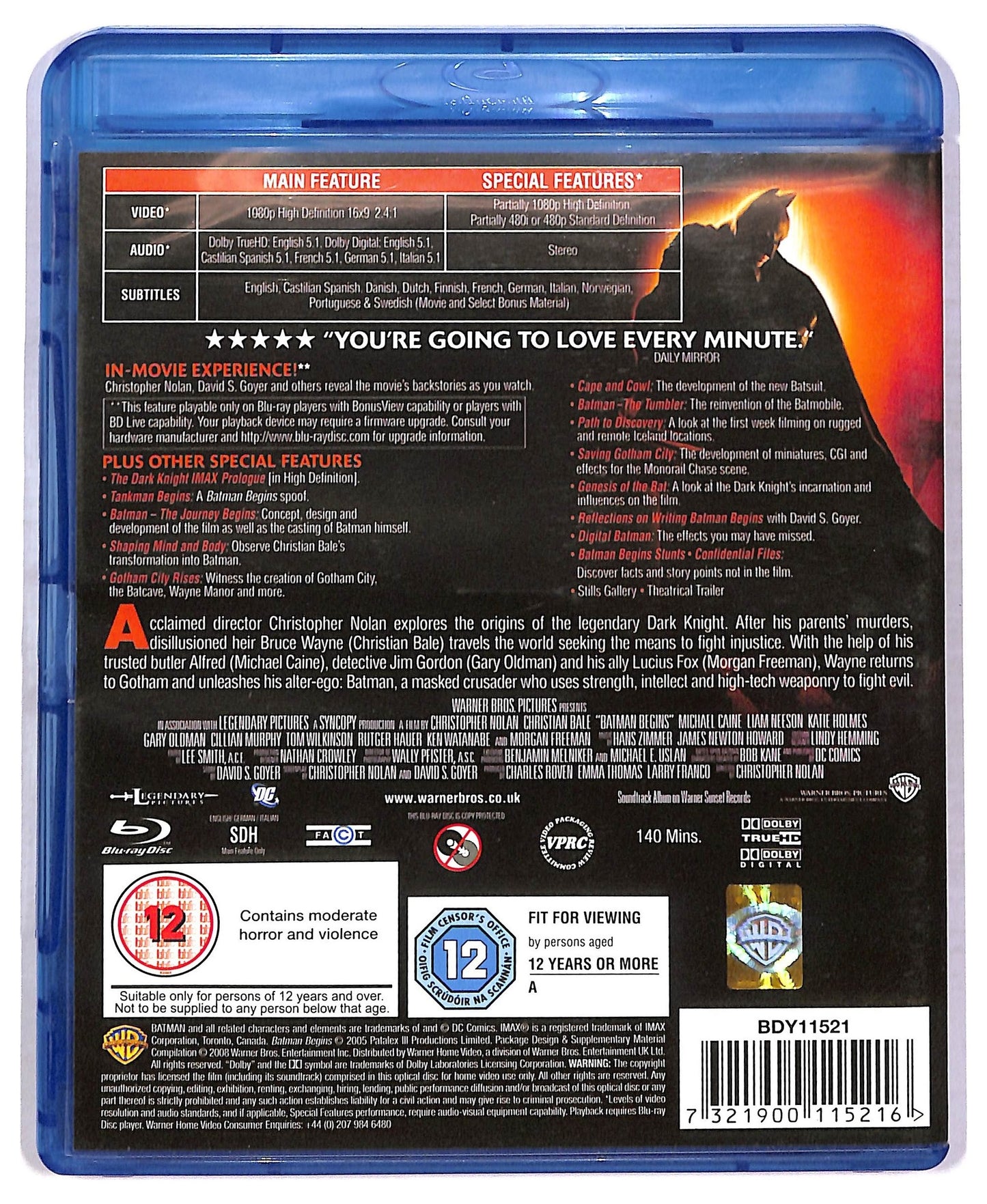 EBOND Batman Begins BLURAY BLURAY BLURAY D777460
