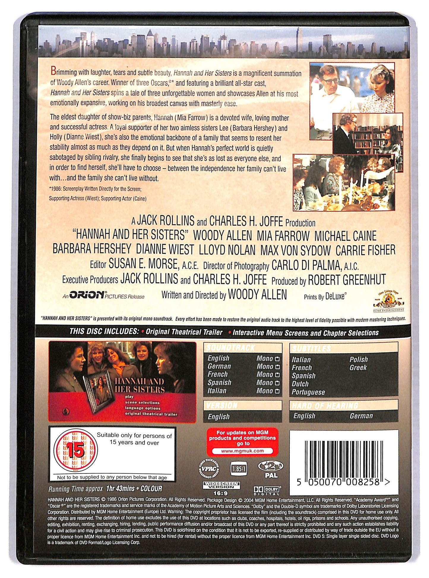 EBOND Hannah And Her Sisters edizione UK DVD D778053