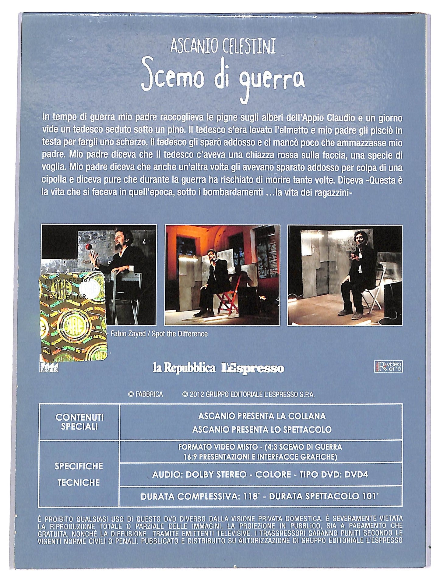 EBOND Ascanio Celestini - Scemo Di Guerra Slipcase EDITORIALE DVD D778543