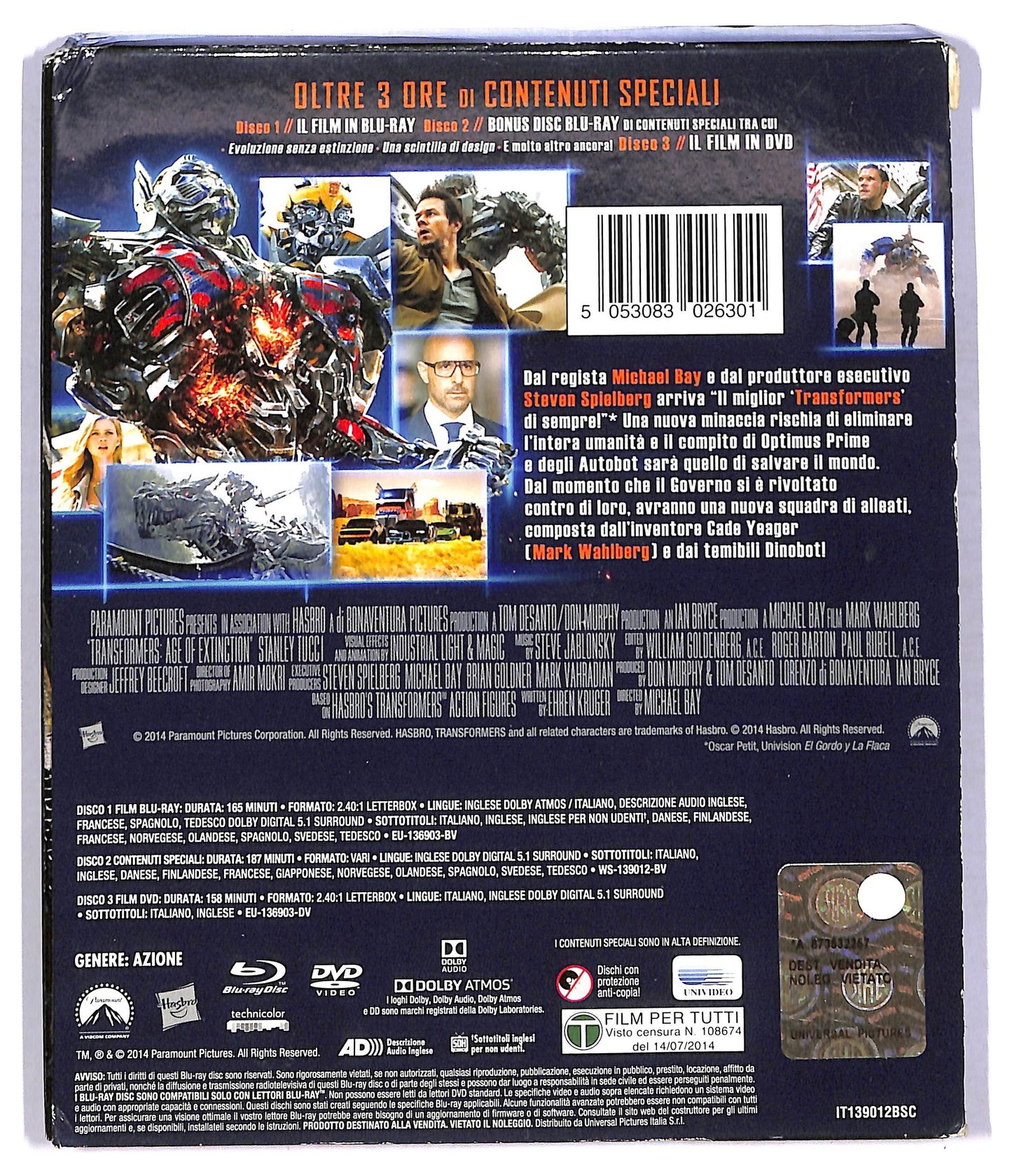 EBOND L'era dell'estinzione - transformers 4 BLURAY BONUS DISC + DVD + BLURAY BLURAY BLURAY D779022