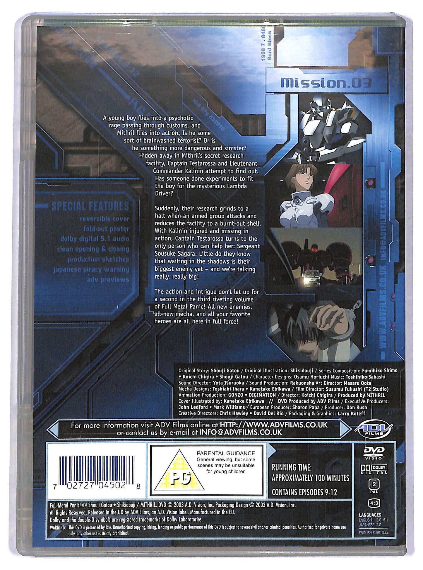 EBOND Full metal panic volume 3 edizione UK DVD D779519
