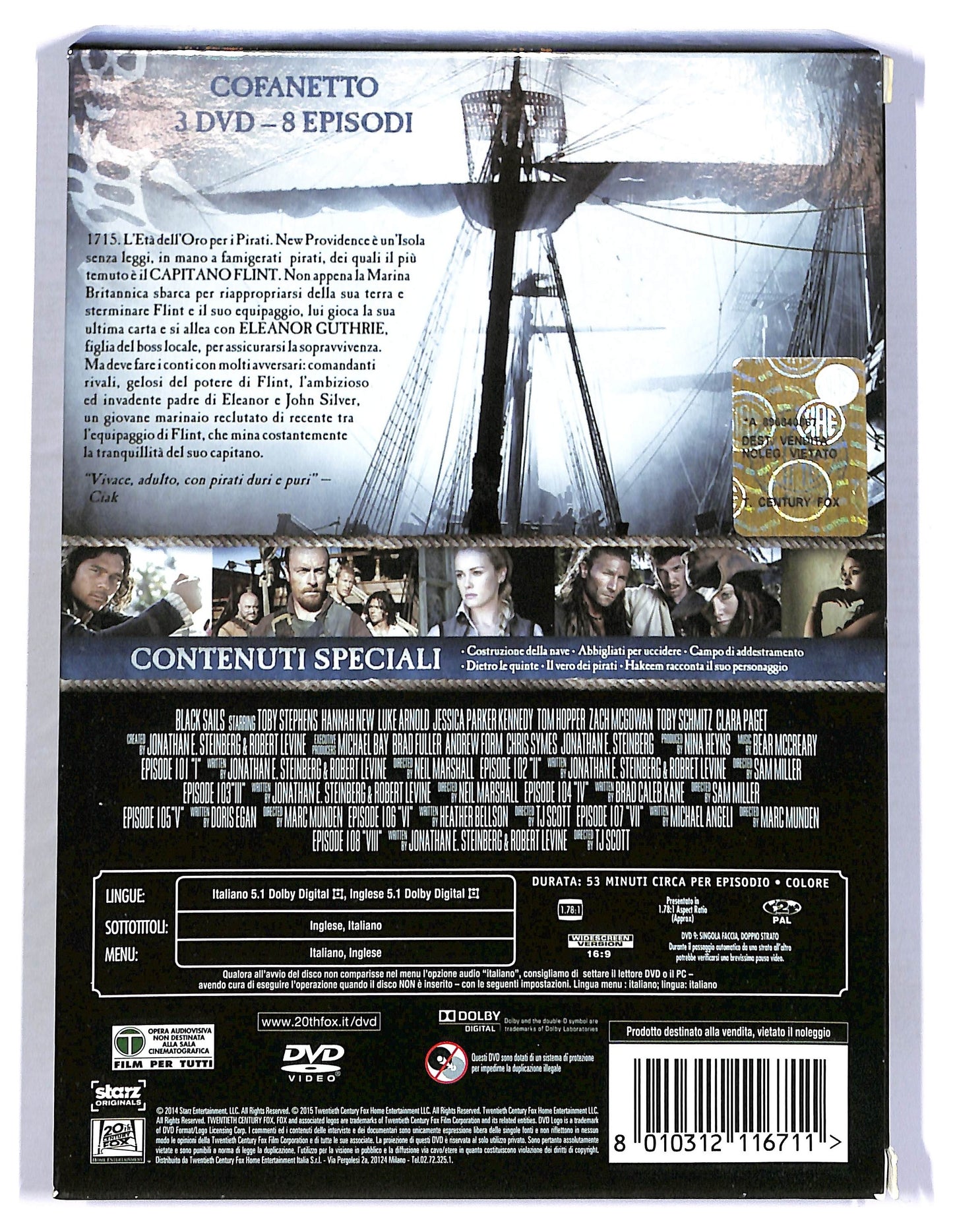 EBOND Black Sails la prima stagione completa Cofanetto 8 episodi 3 DVD D779534