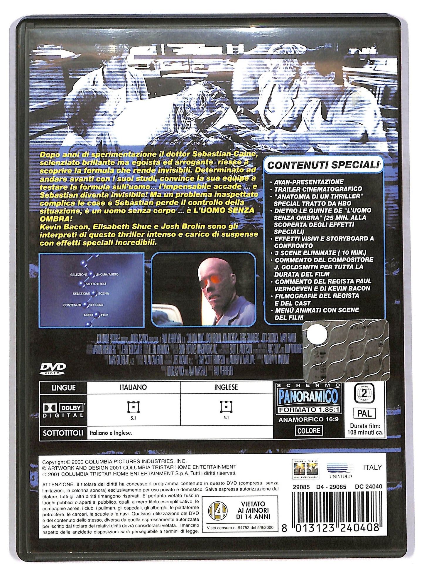 EBOND L'uomo senza ombra DVD D779909