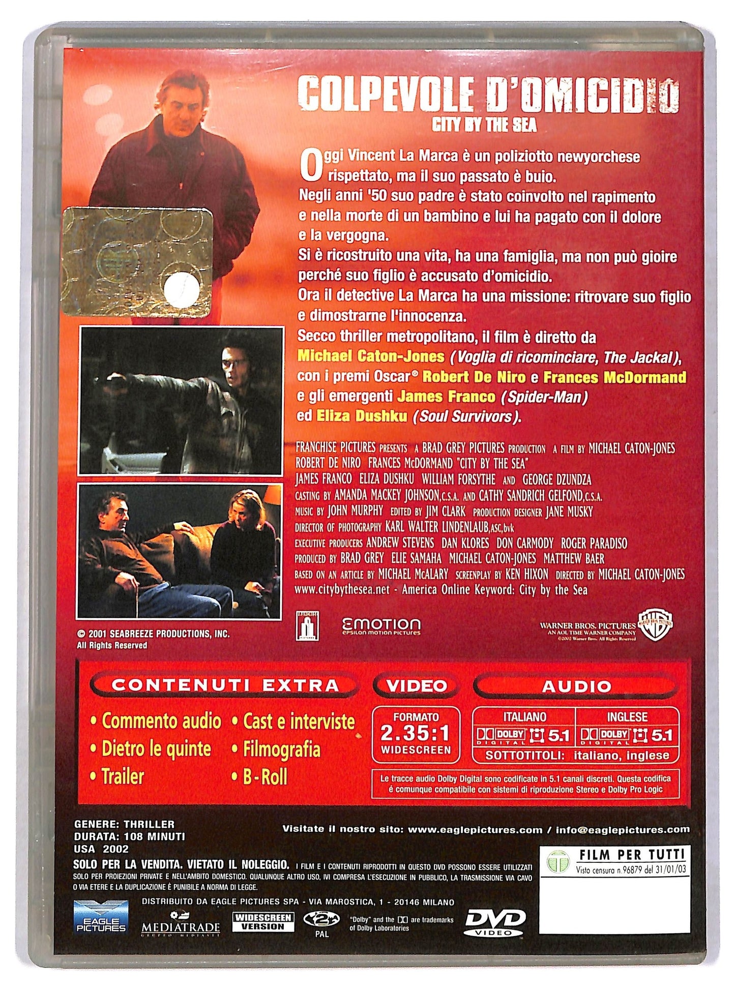 EBOND Colpevole d'omicidio EDITORIALE DVD D780146
