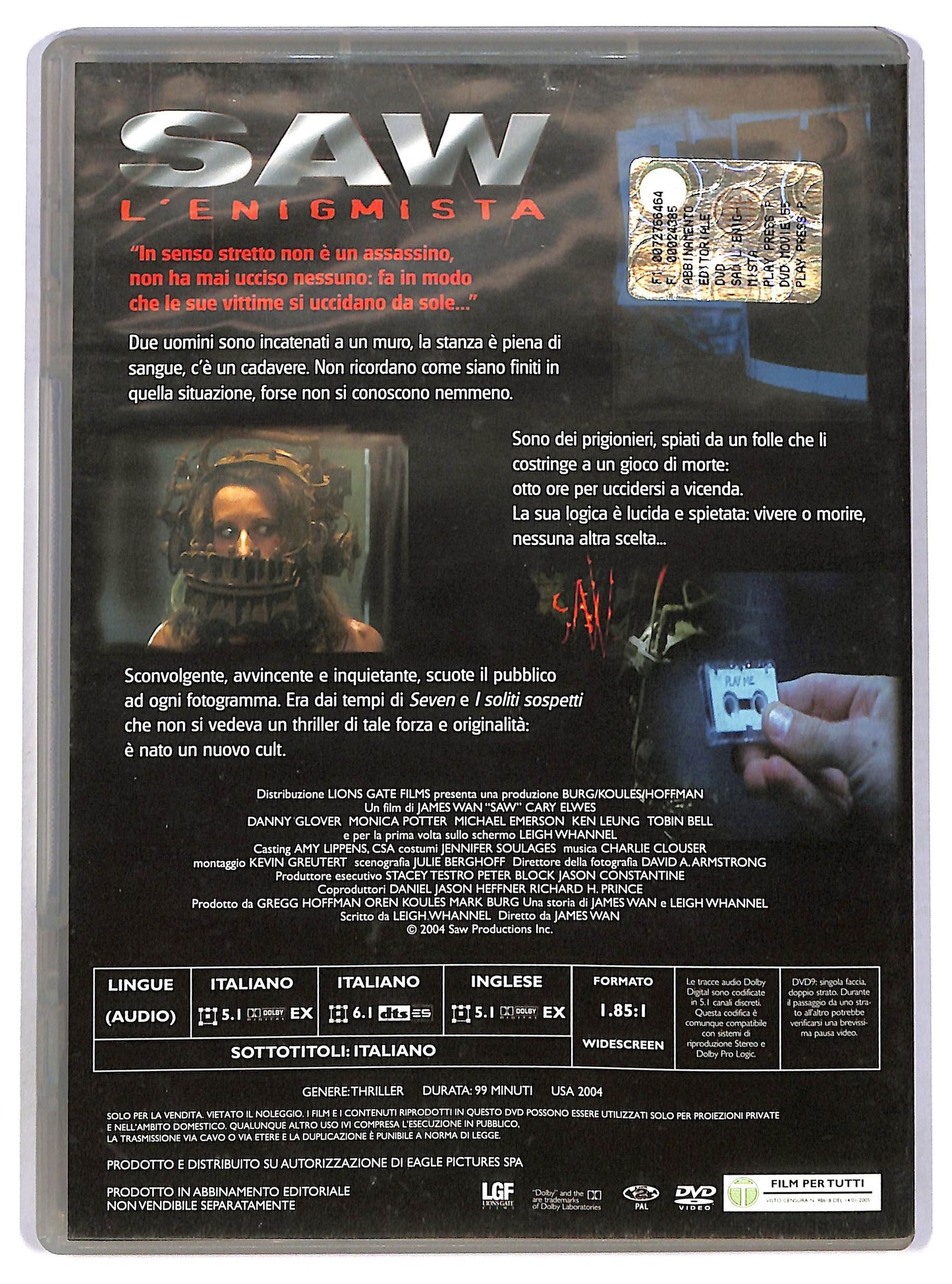 EBOND Saw - L'enigmista EDITORIALE DVD D783258