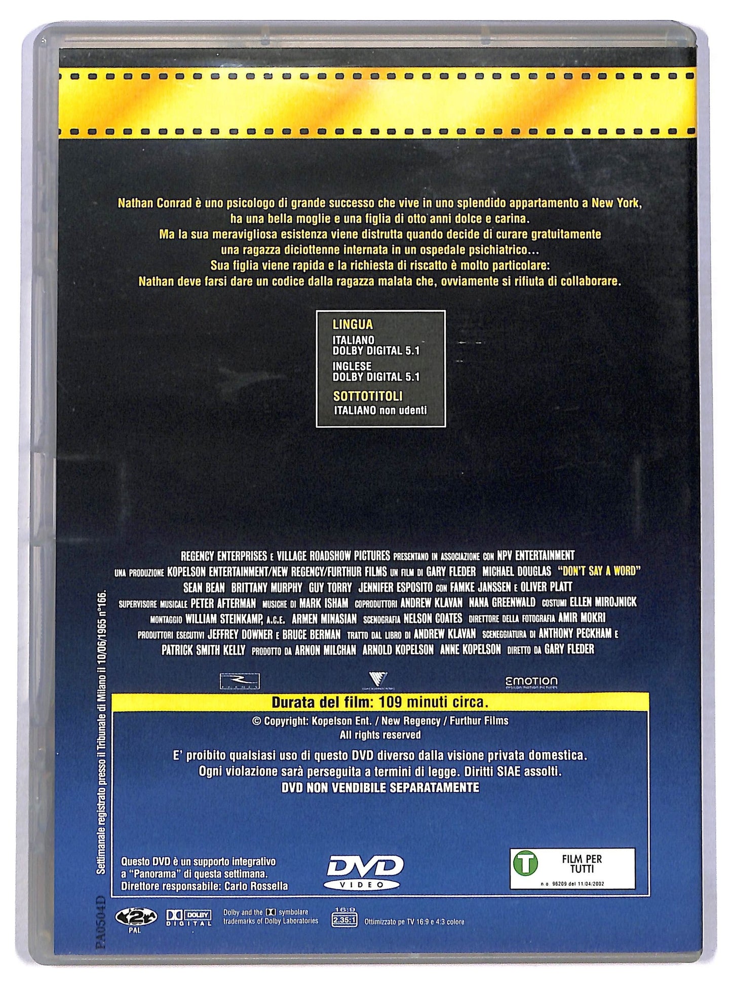 EBOND Don't Say a Word EDITORIALE DVD D784218