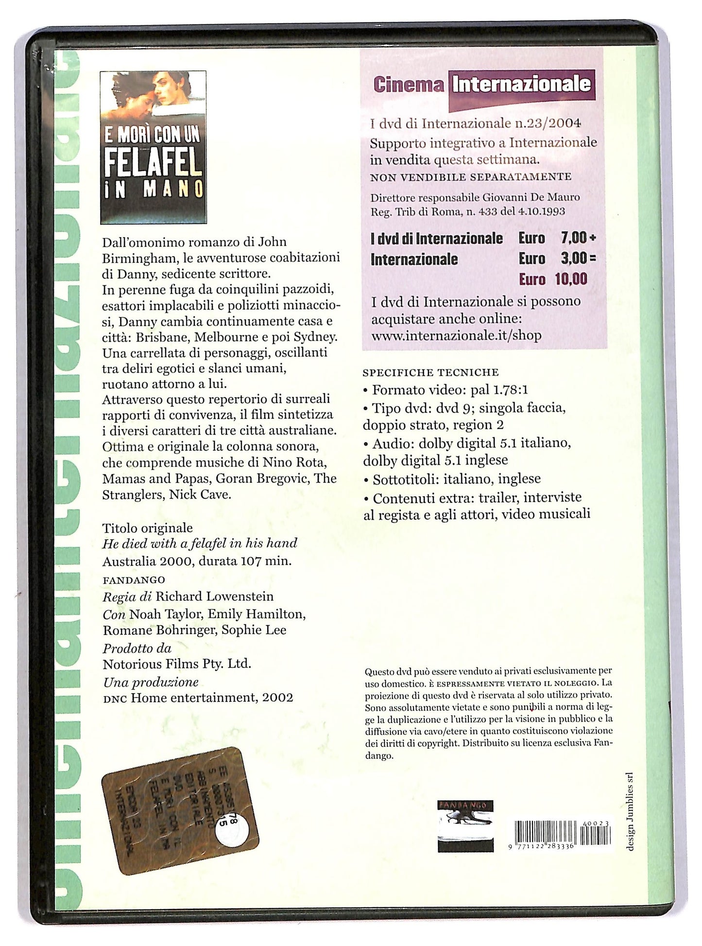 EBOND E mori con un felafel in mano DVD EDITORIALE D785412