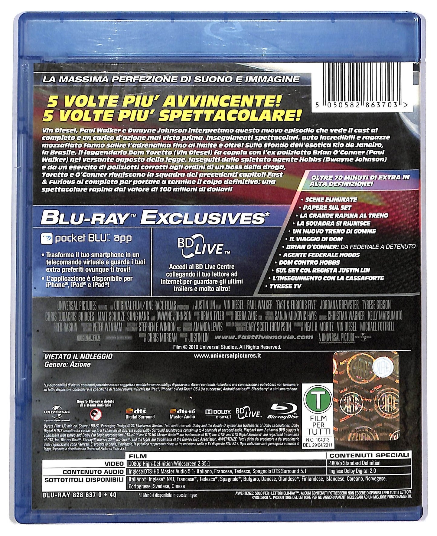EBOND Fast e Furious 5 BLURAY D786234