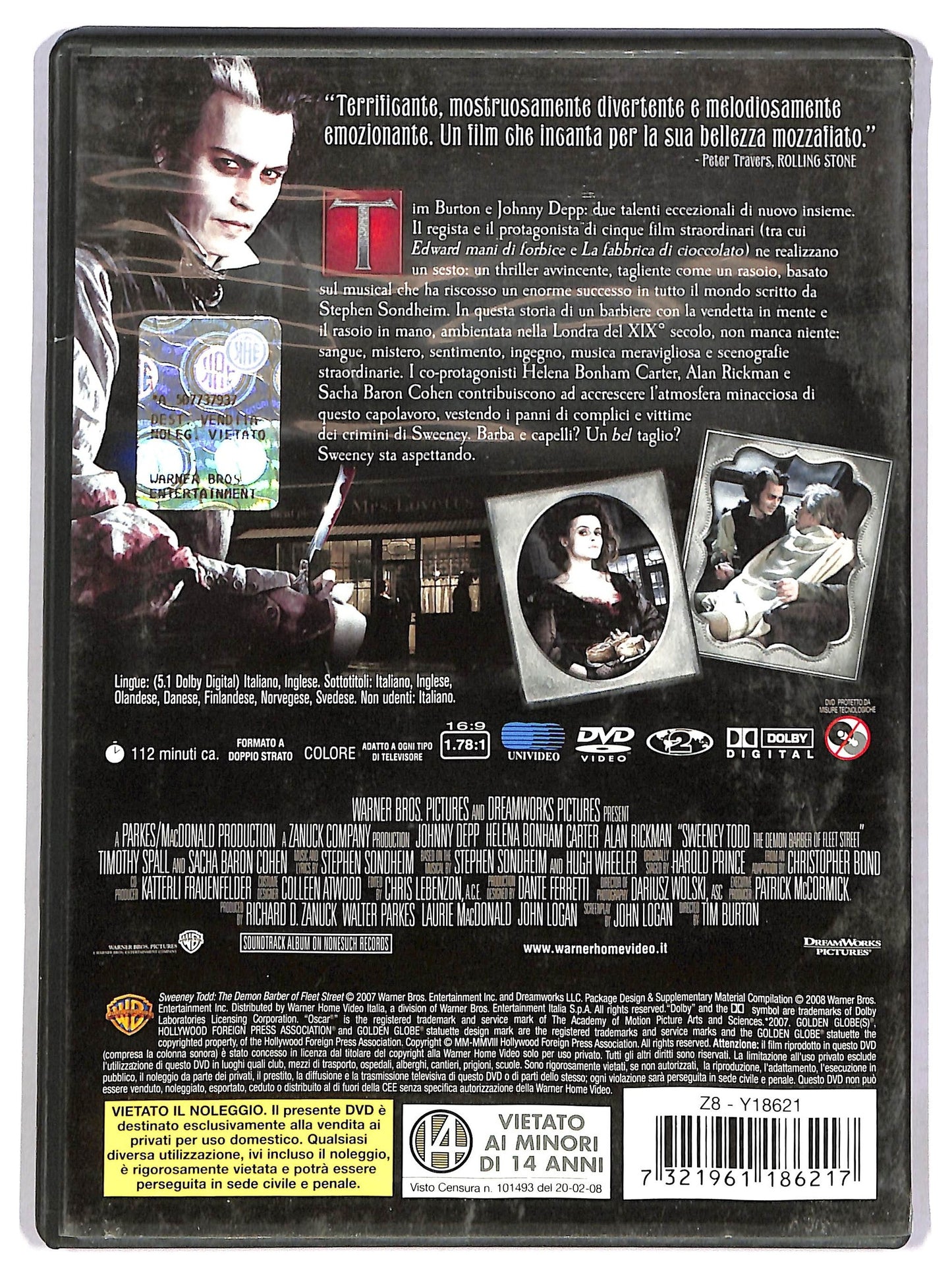 EBOND sweeney todd - il diabolico barbiere di fleet street DVD D786365