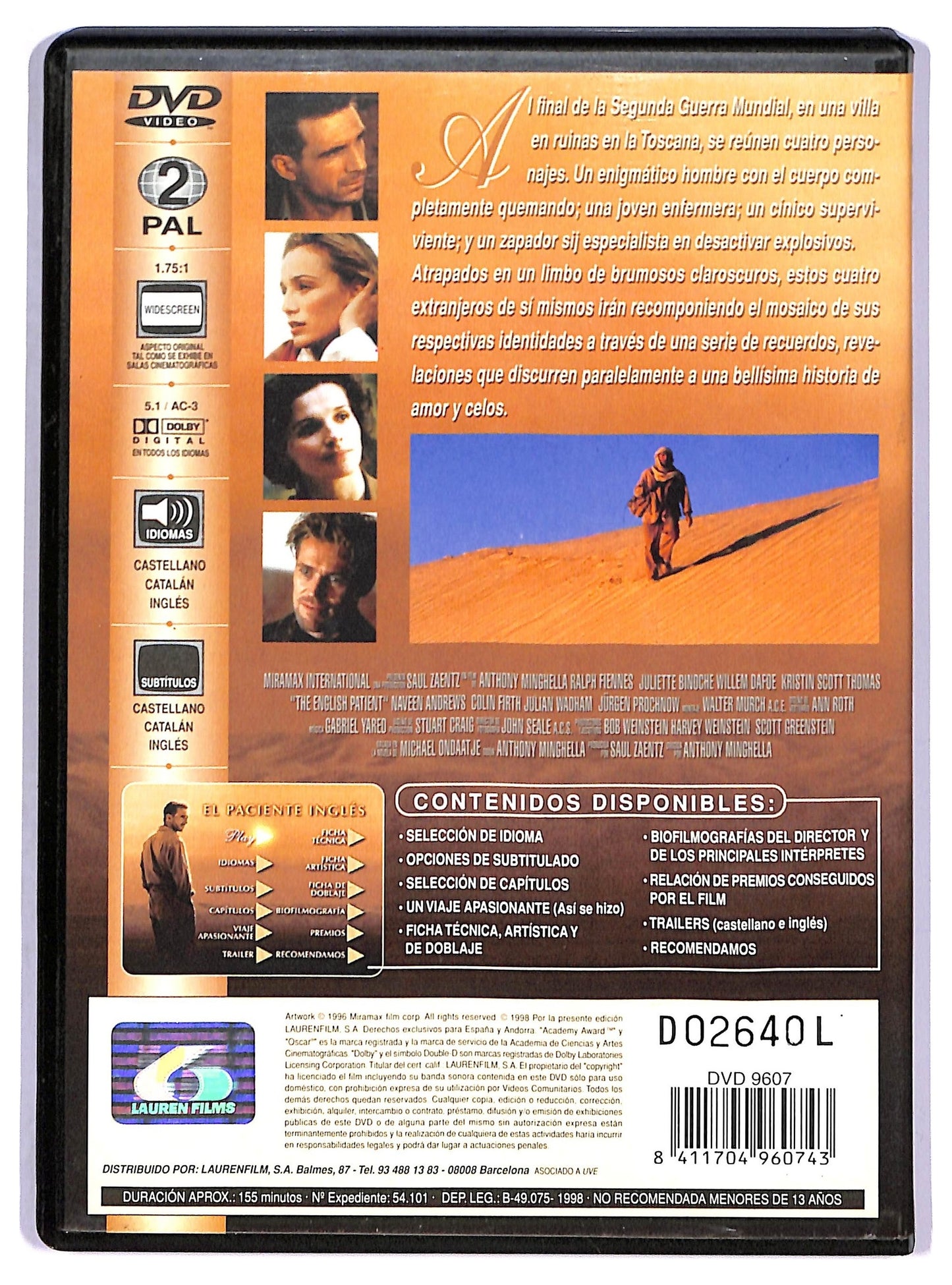 EBOND El Paciente Ingles (Spanish Version) DVD D788734